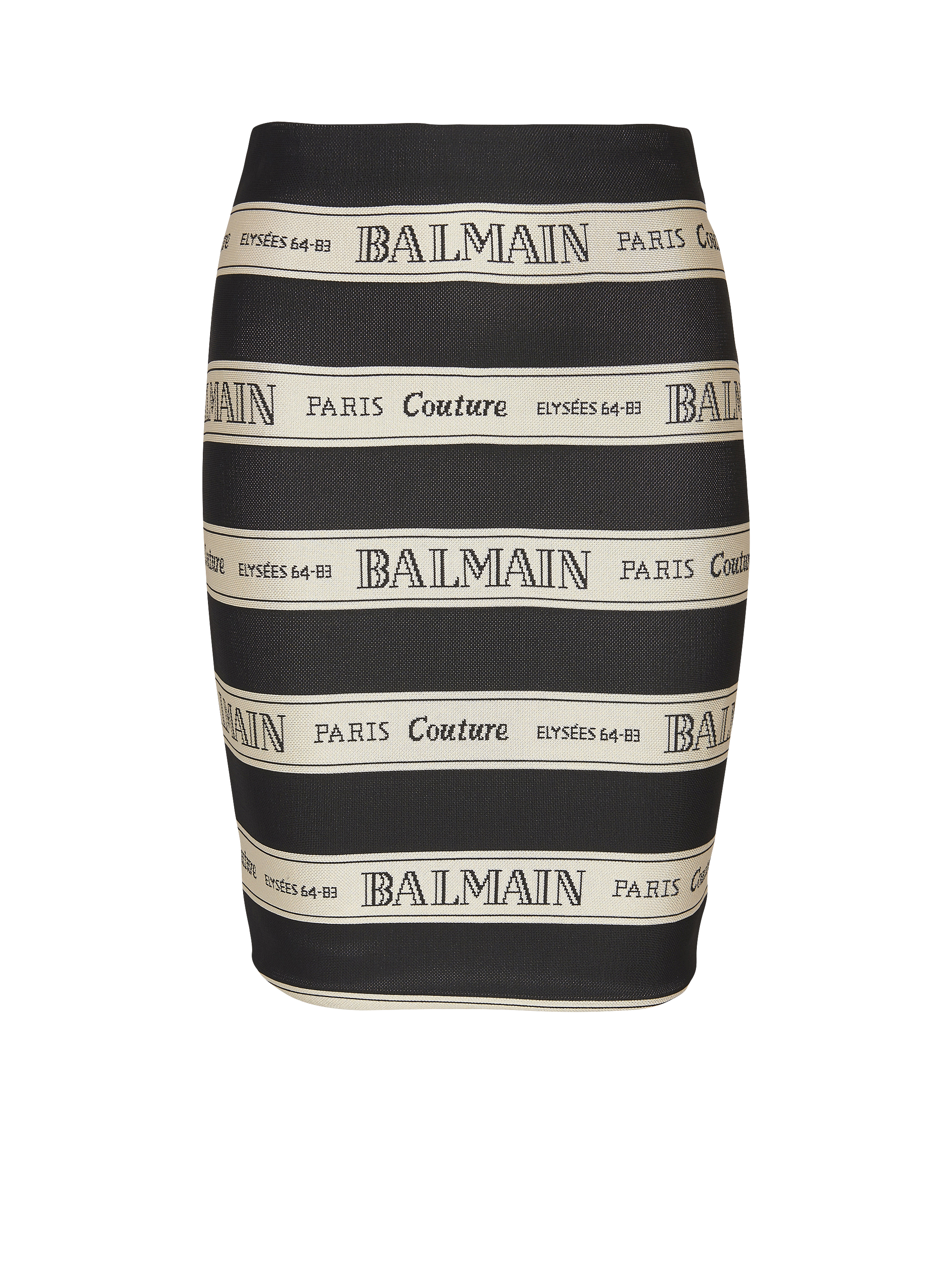 Kurzer Rock aus Jacquard mit Balmain-Band-Motiv