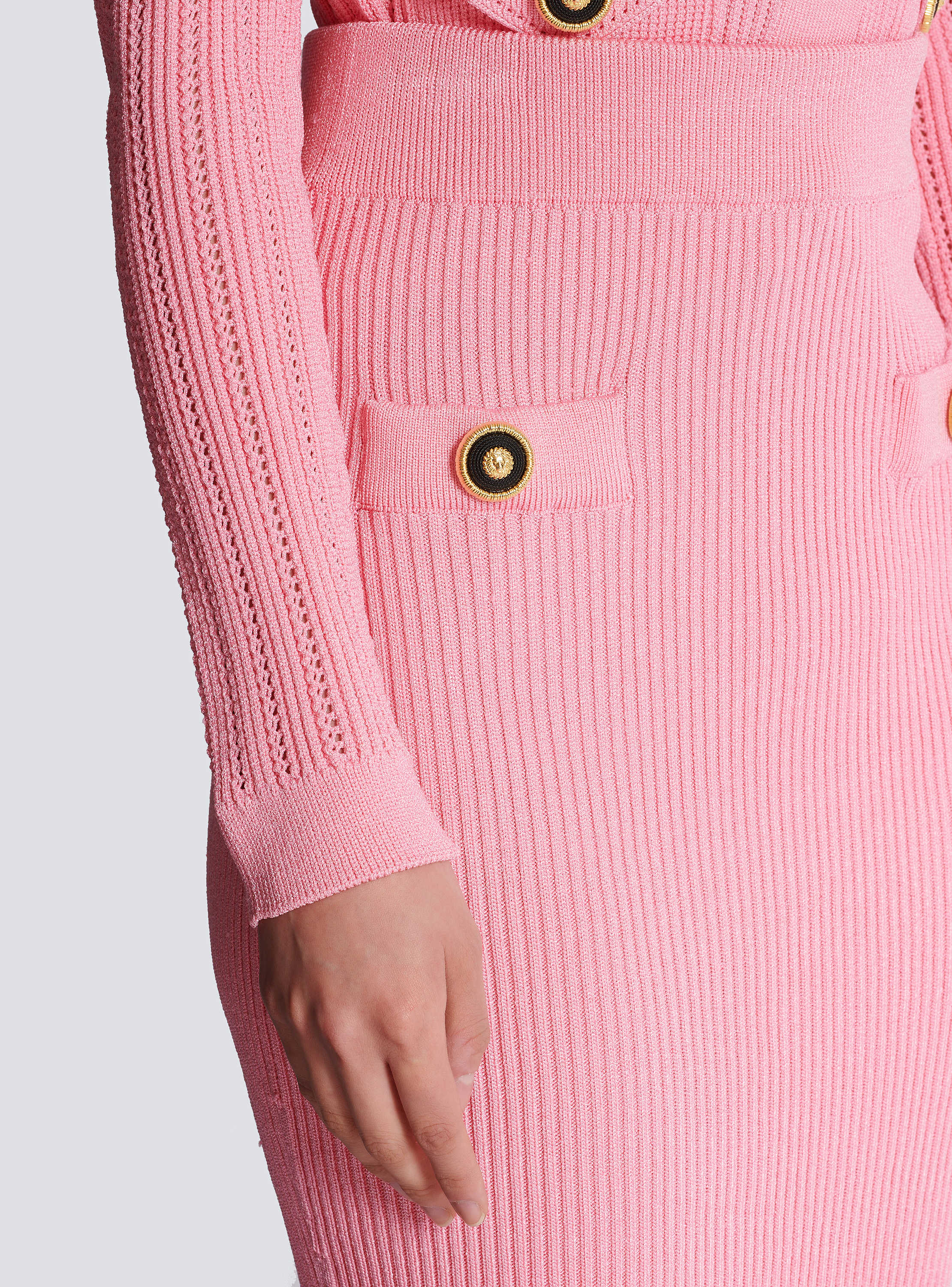 【関税＆送料込み】Balmain Knitted Midi Skirt Balmain High-rise ribbed-knit midi skirt | mytheresa