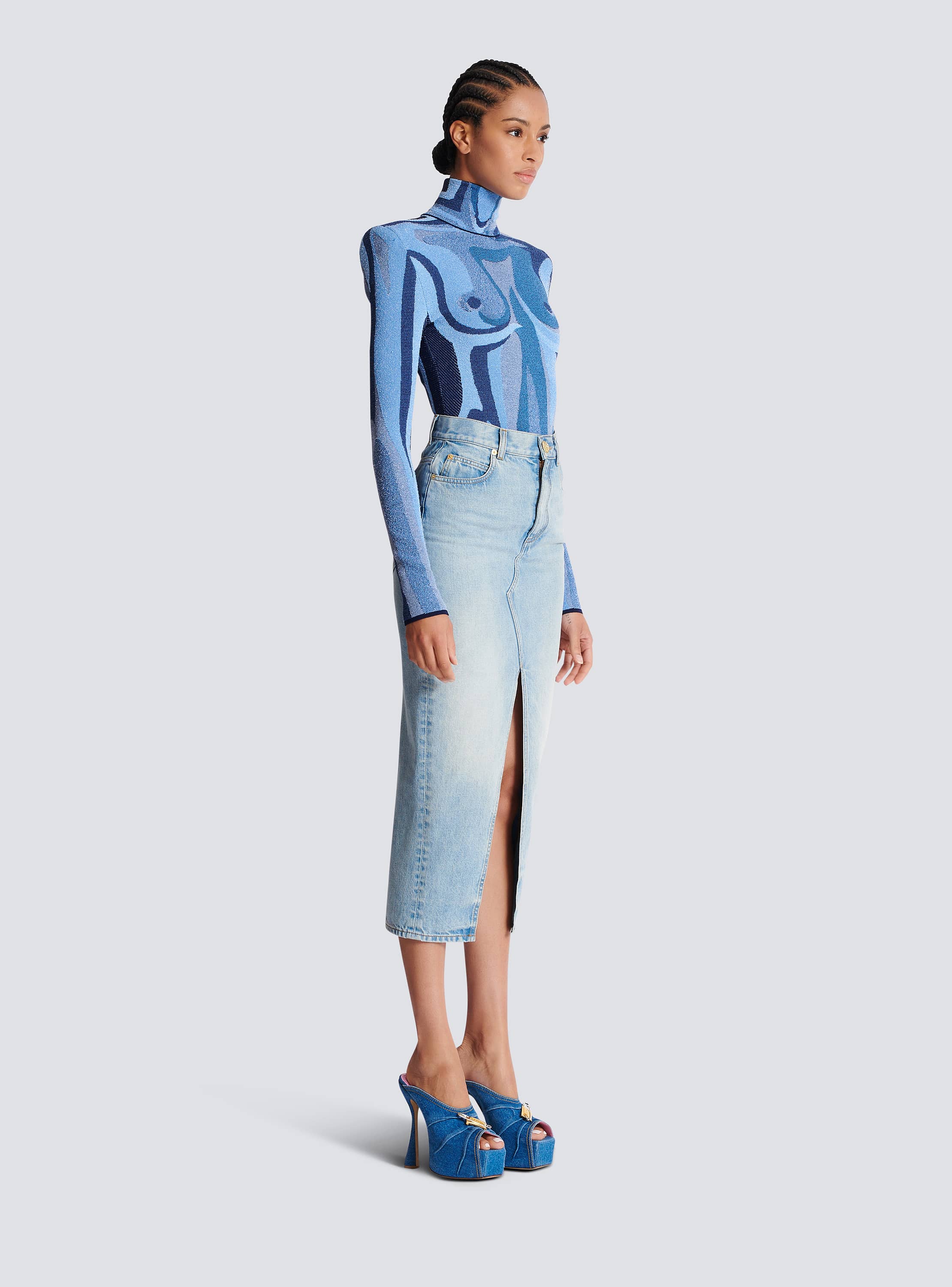 Denim midi skirt - Women | BALMAIN