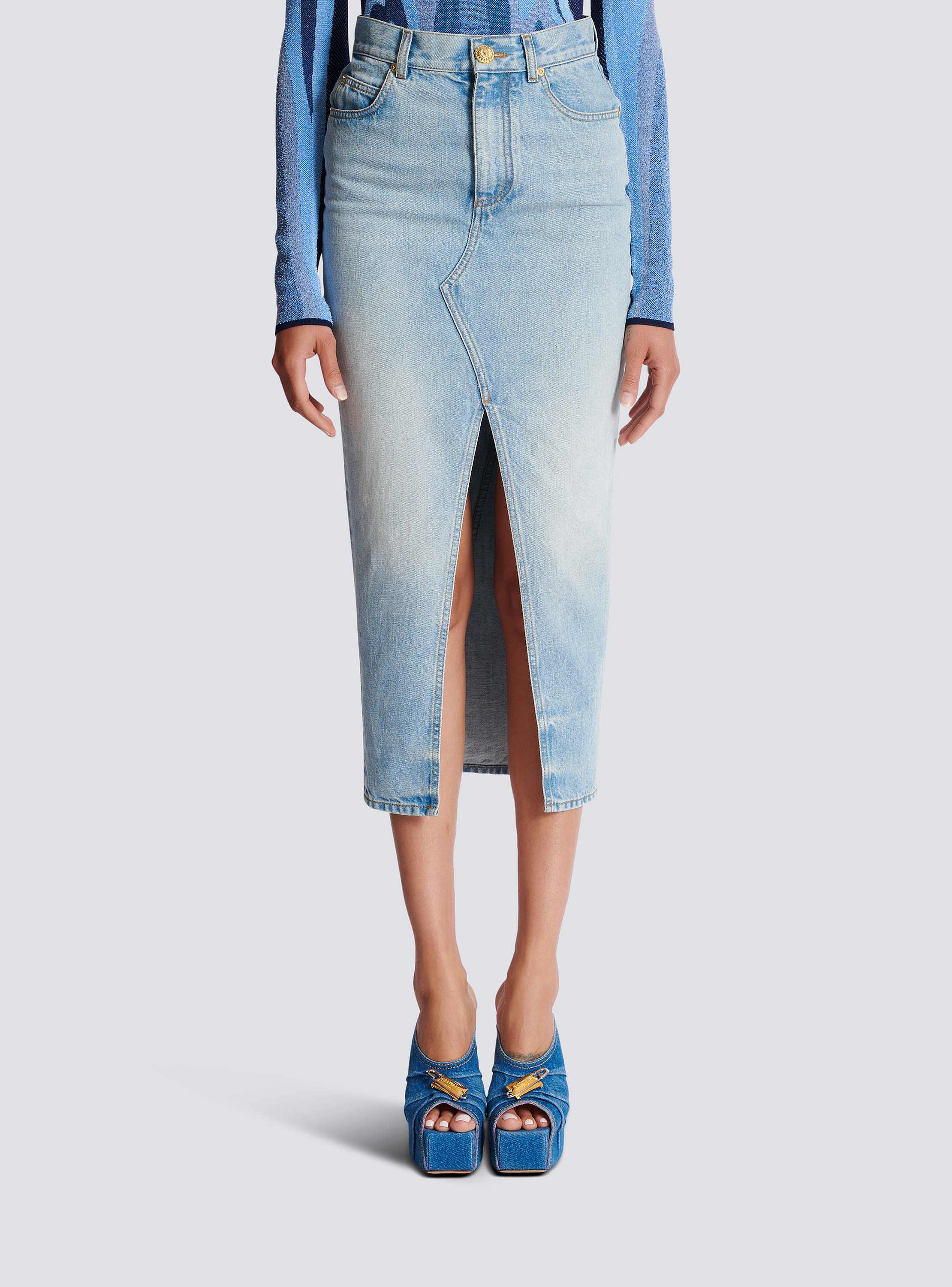 Denim midi skirt - Women | BALMAIN