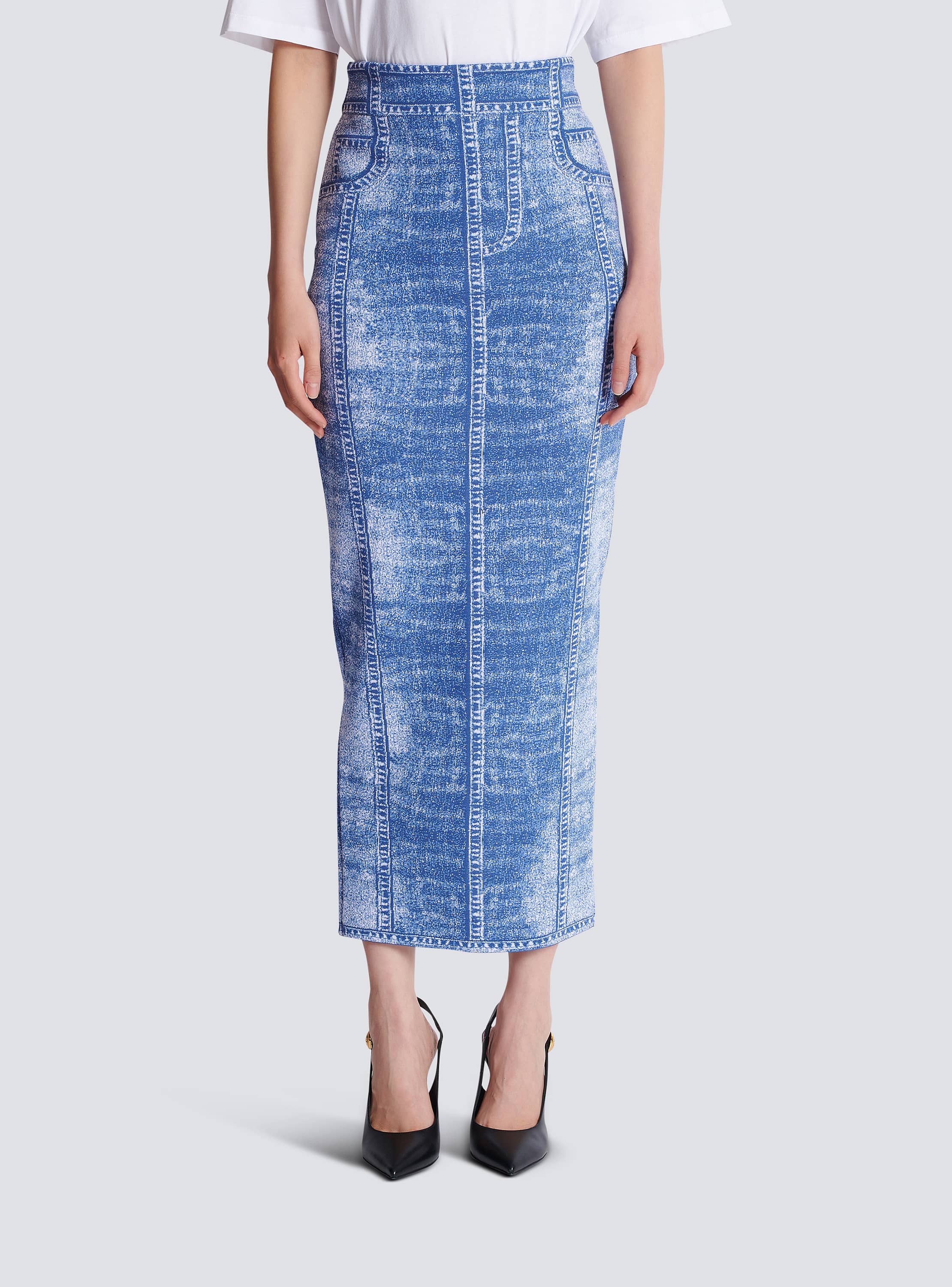 スカート BALMAIN SKIRT (EF0LA515WC09) Knit skirt with buttons - Women | BALMAIN