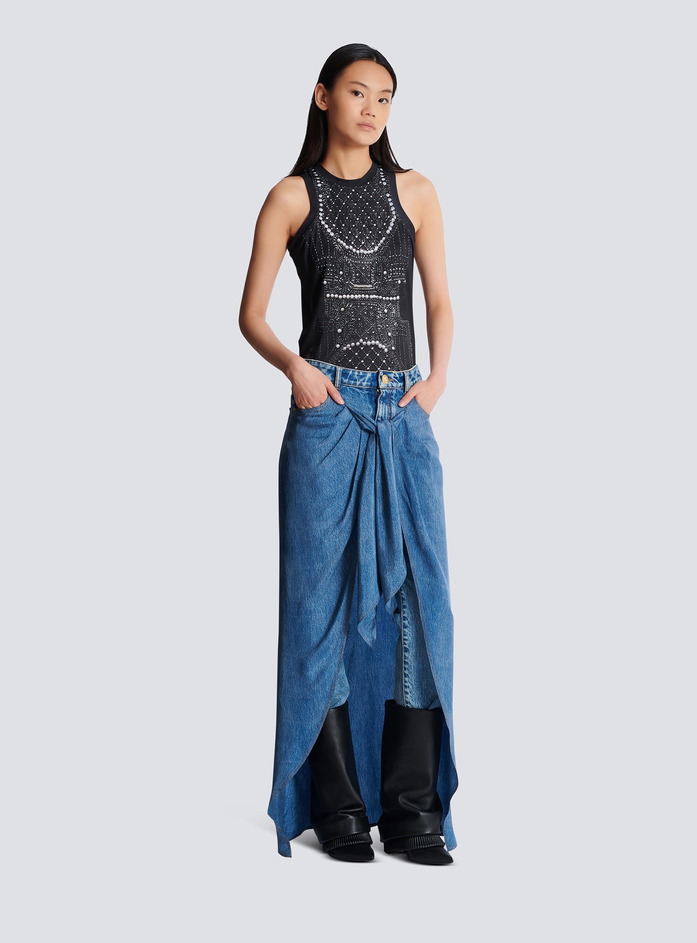 スカート BALMAIN Women Skirts EF1LB290KB07 6AC Blue Balmain BALMAIN Women Mid Skirts EF1LB290 KB07 6AC BLUE
