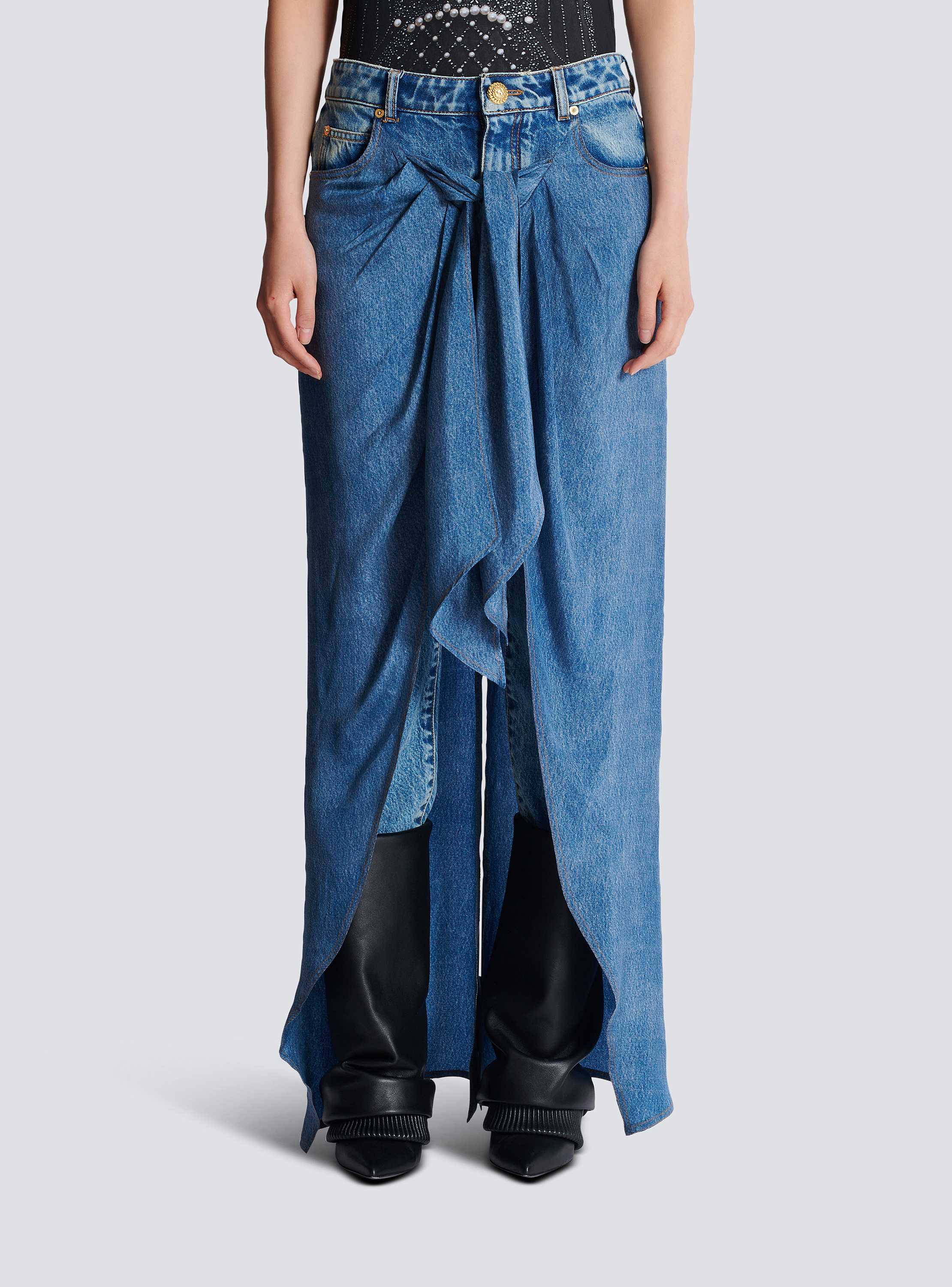 スカート Balmain Washed Denim Midi Skirt Denim midi skirt - Women | BALMAIN