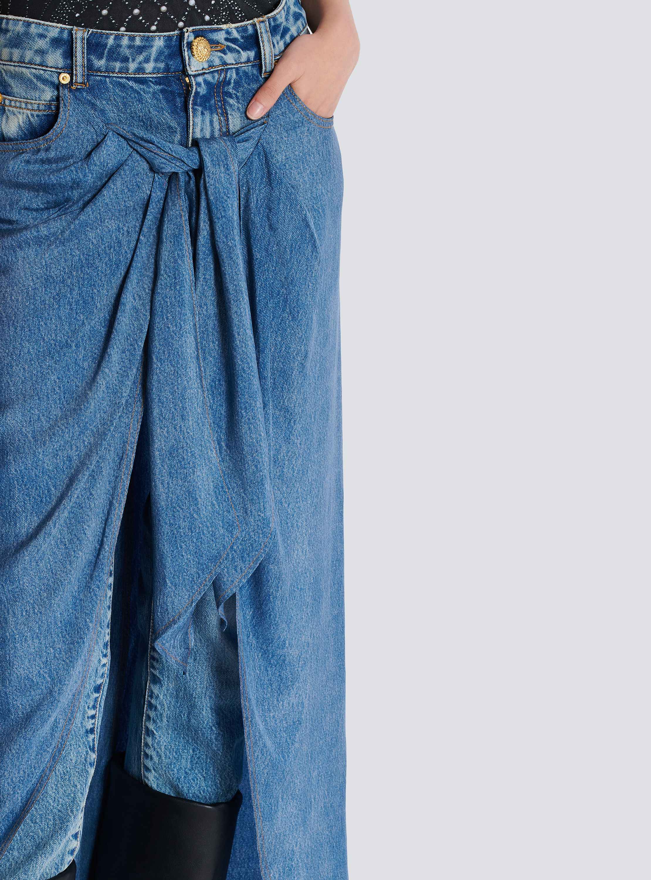 Denim jeans with draped skirt - Women | BALMAIN