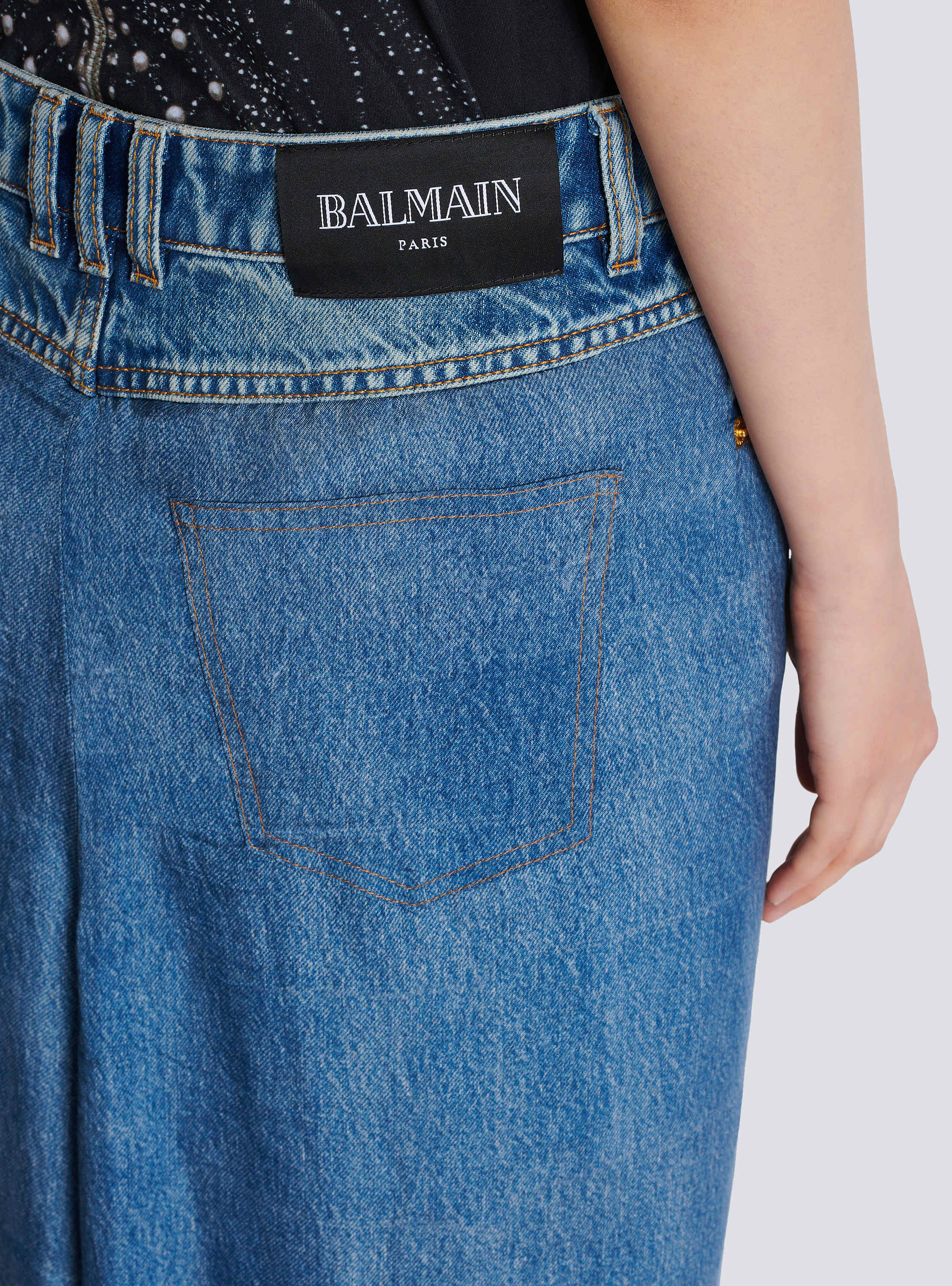 Denim jeans with draped skirt - Women | BALMAIN