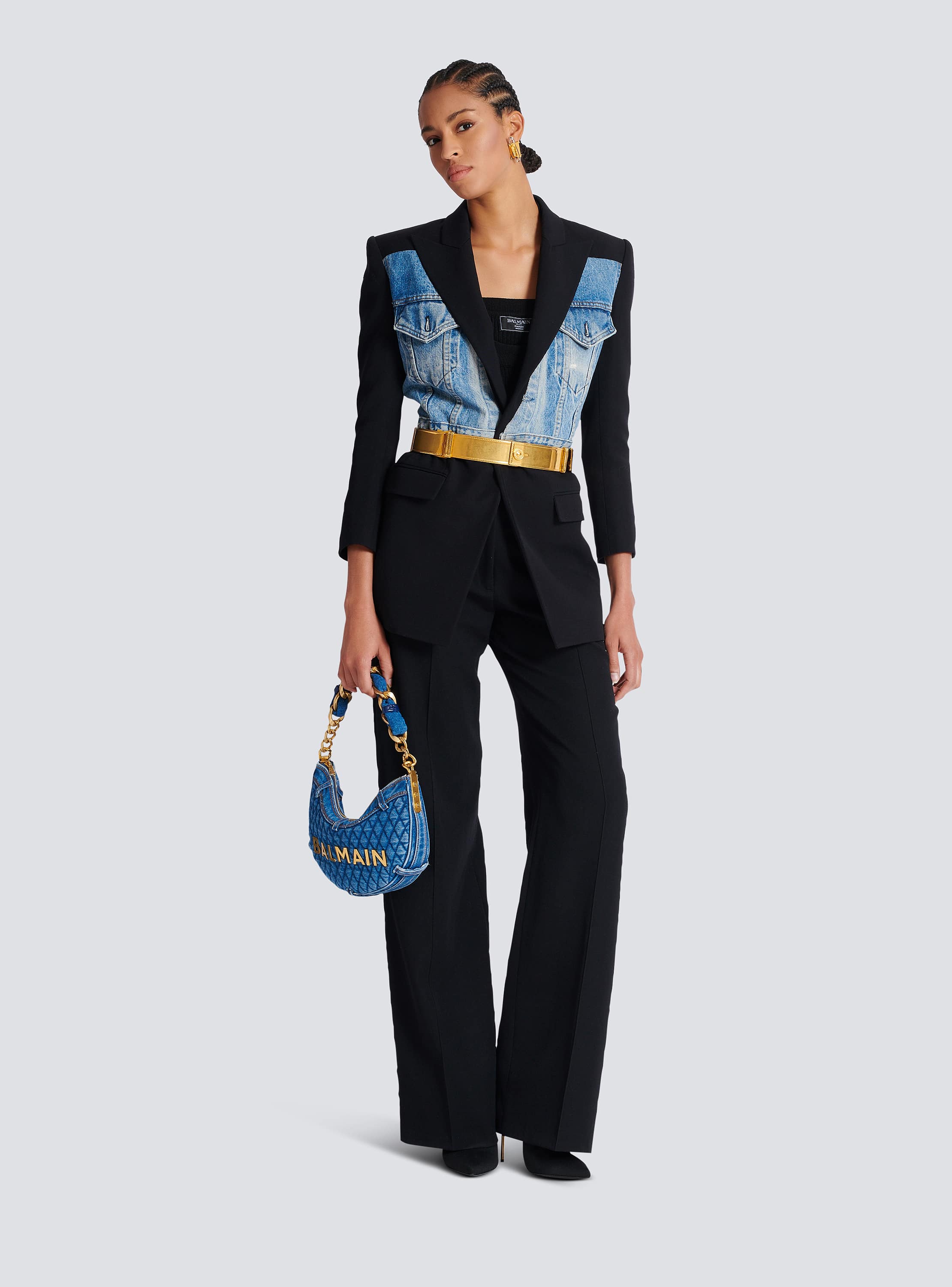 【送料&関税込】Balmain Grain De Poudre Pants Zipped slim-fit grain de poudre trousers - Women | BALMAIN