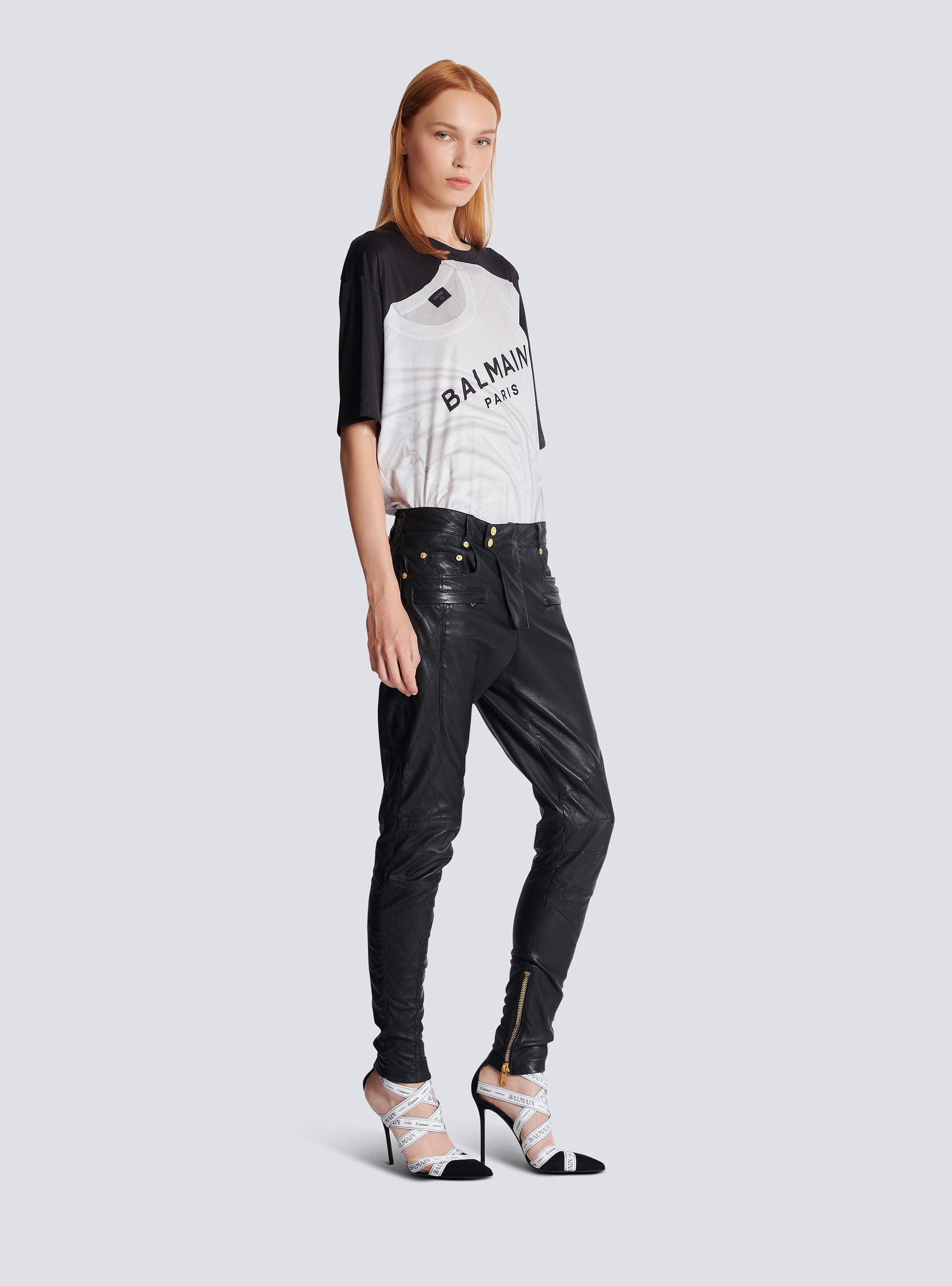 Quilted lambskin trousers with diamond motif