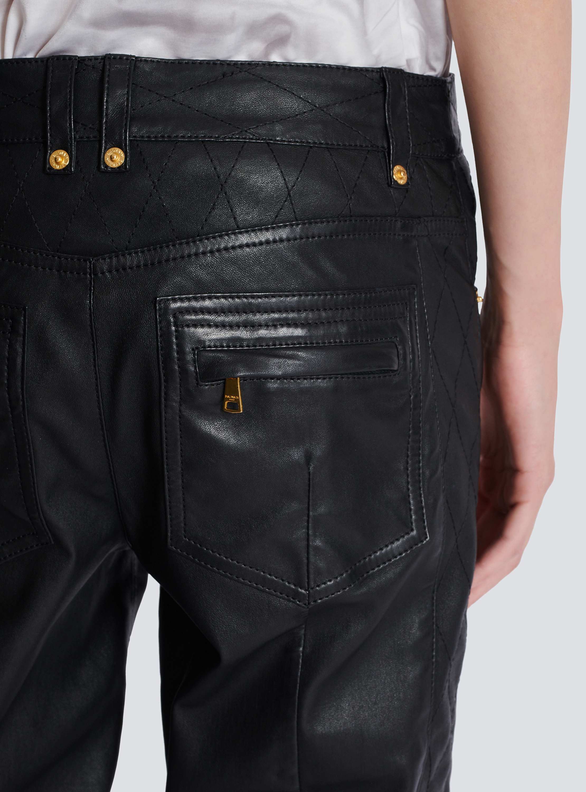 Quilted lambskin trousers with diamond motif