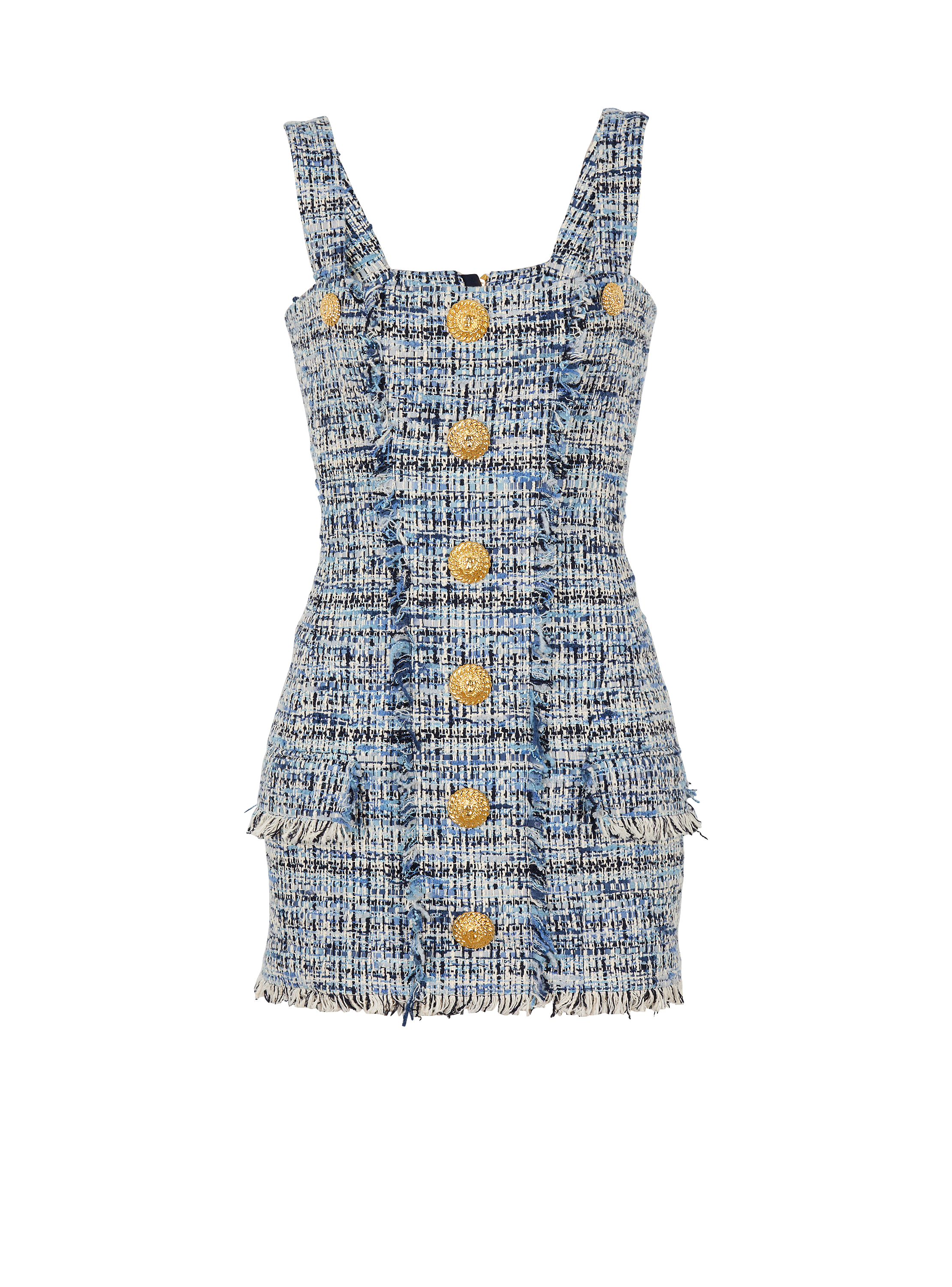 Short tweed dress with straps 