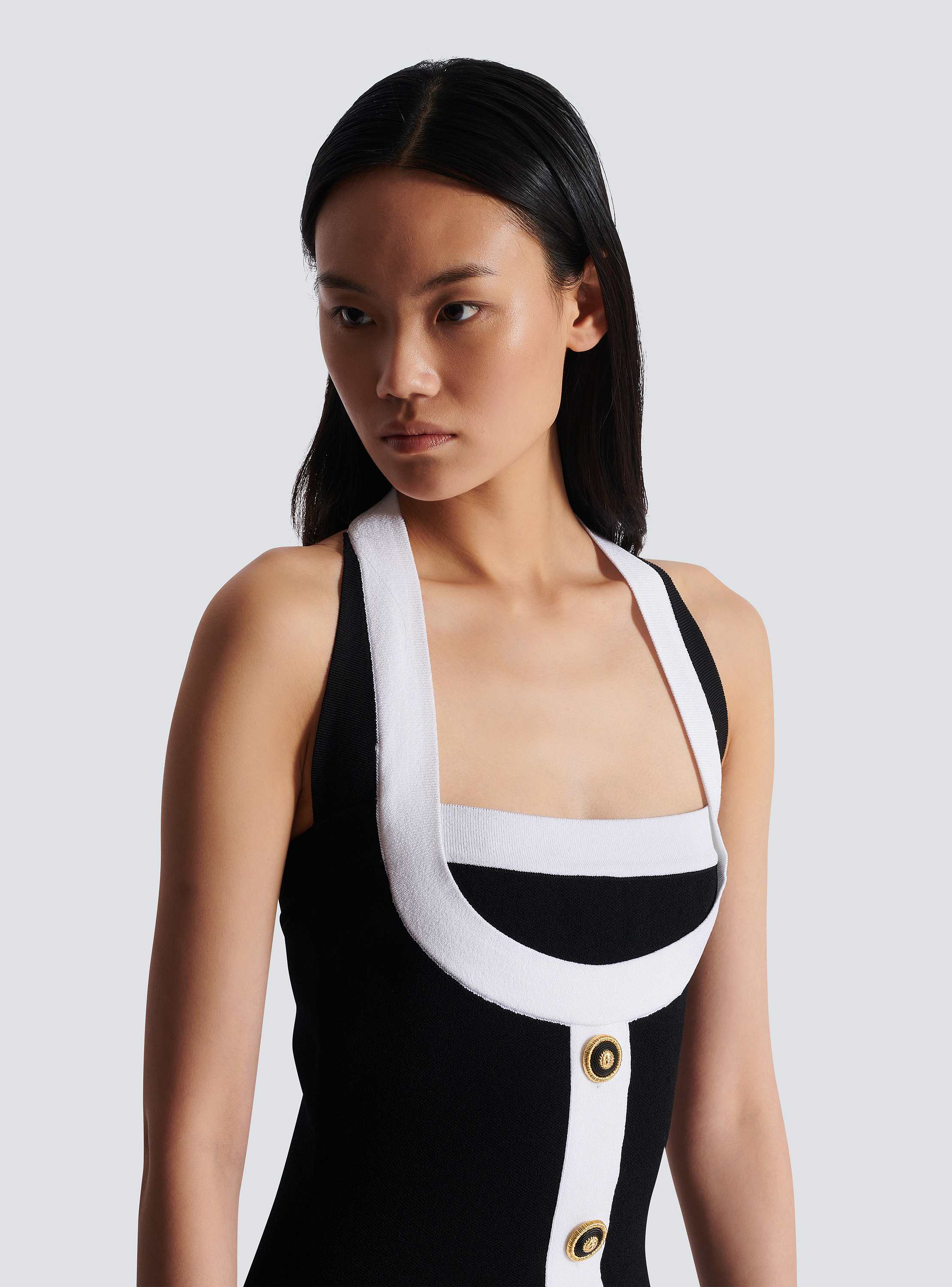【送料&関税込】Balmain Two-tone Halterneck Knit Mini Dress Two-tone halterneck knit dress - Women | BALMAIN