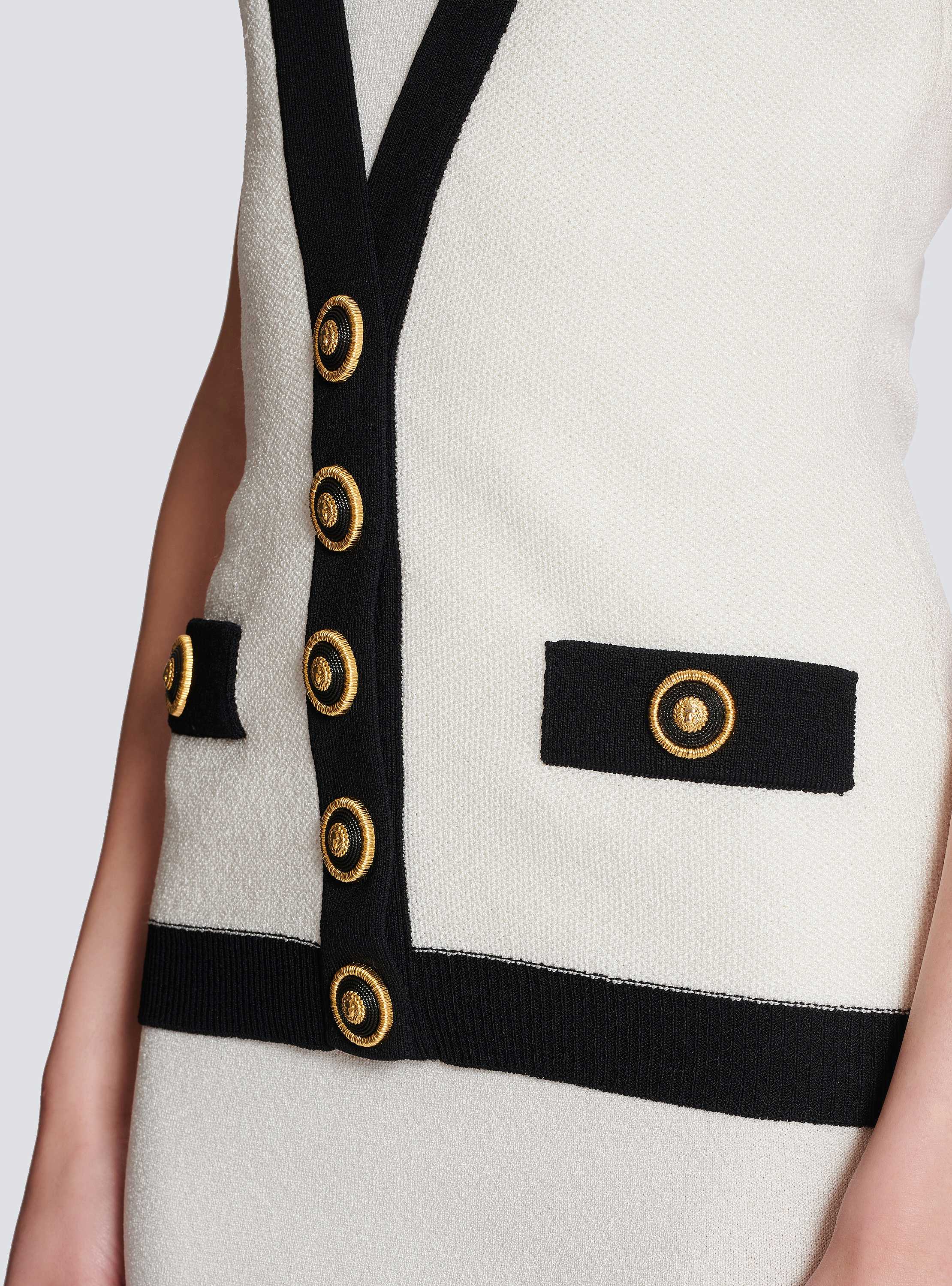 Two-tone knit dress with faux waistcoat design beige - Women