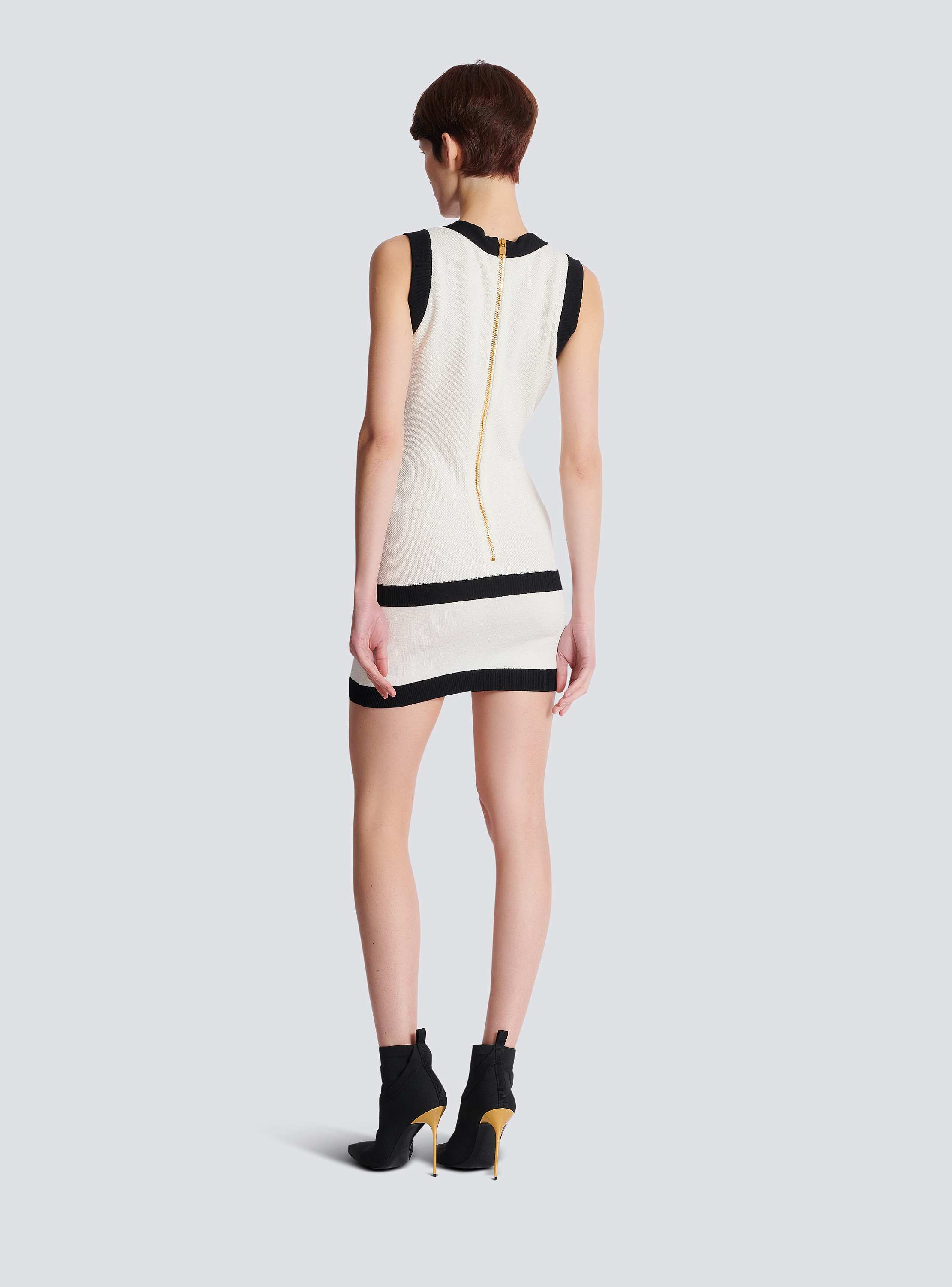 Two-tone knit dress with faux waistcoat design beige - Women