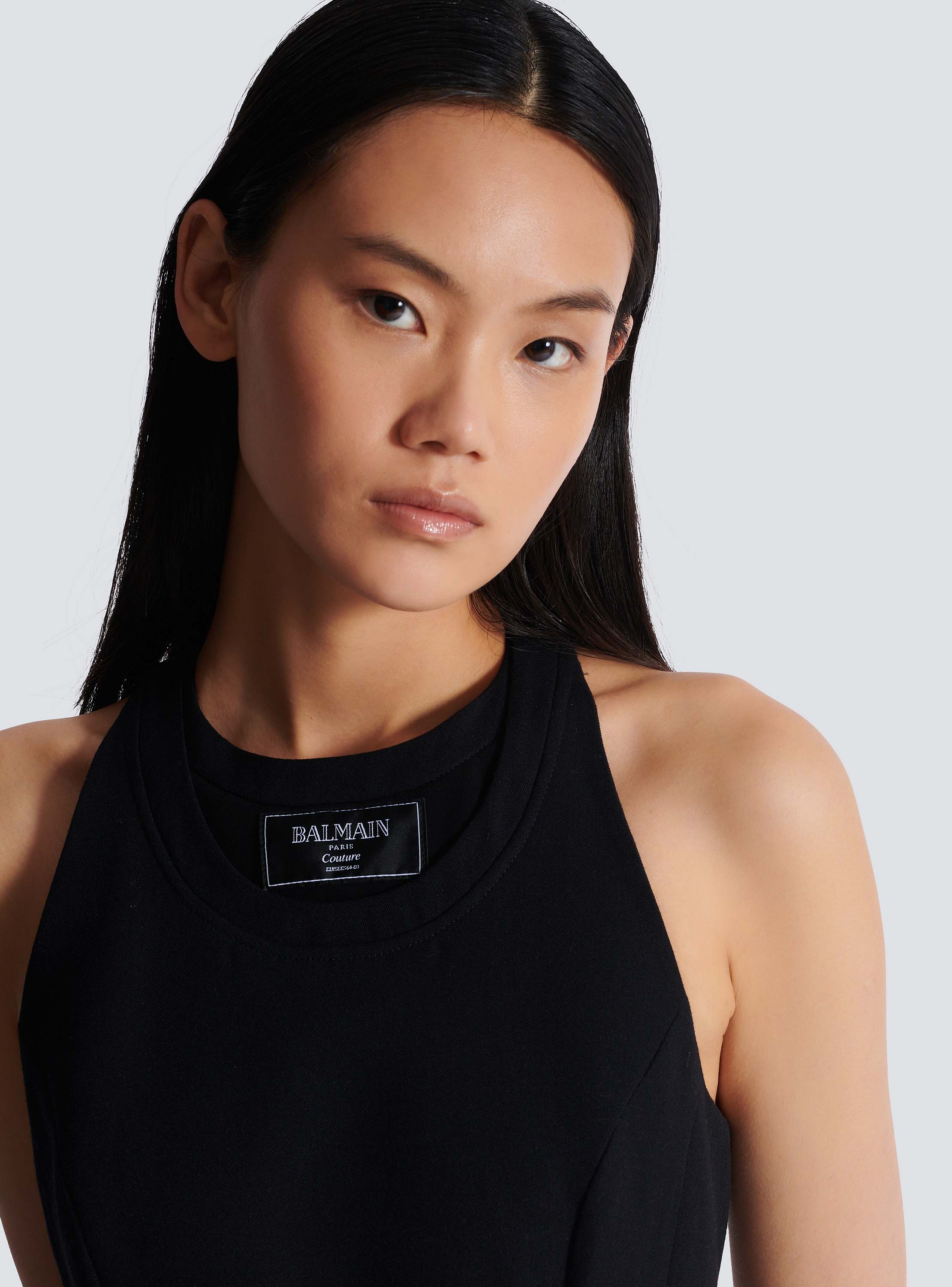 Flared pleated grain de poudre dress 