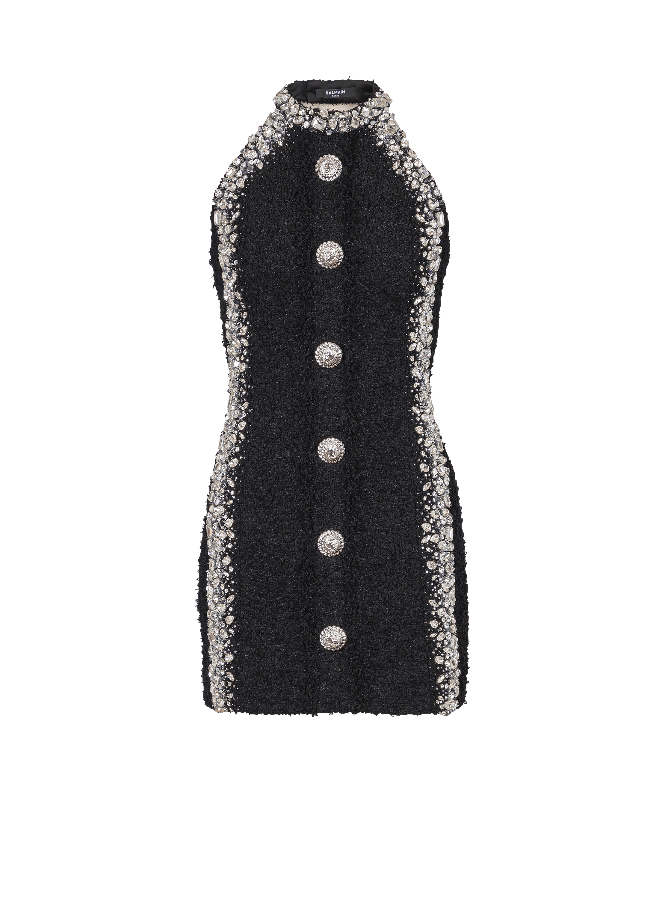 Sl Buttoned Embroidered Short Dress