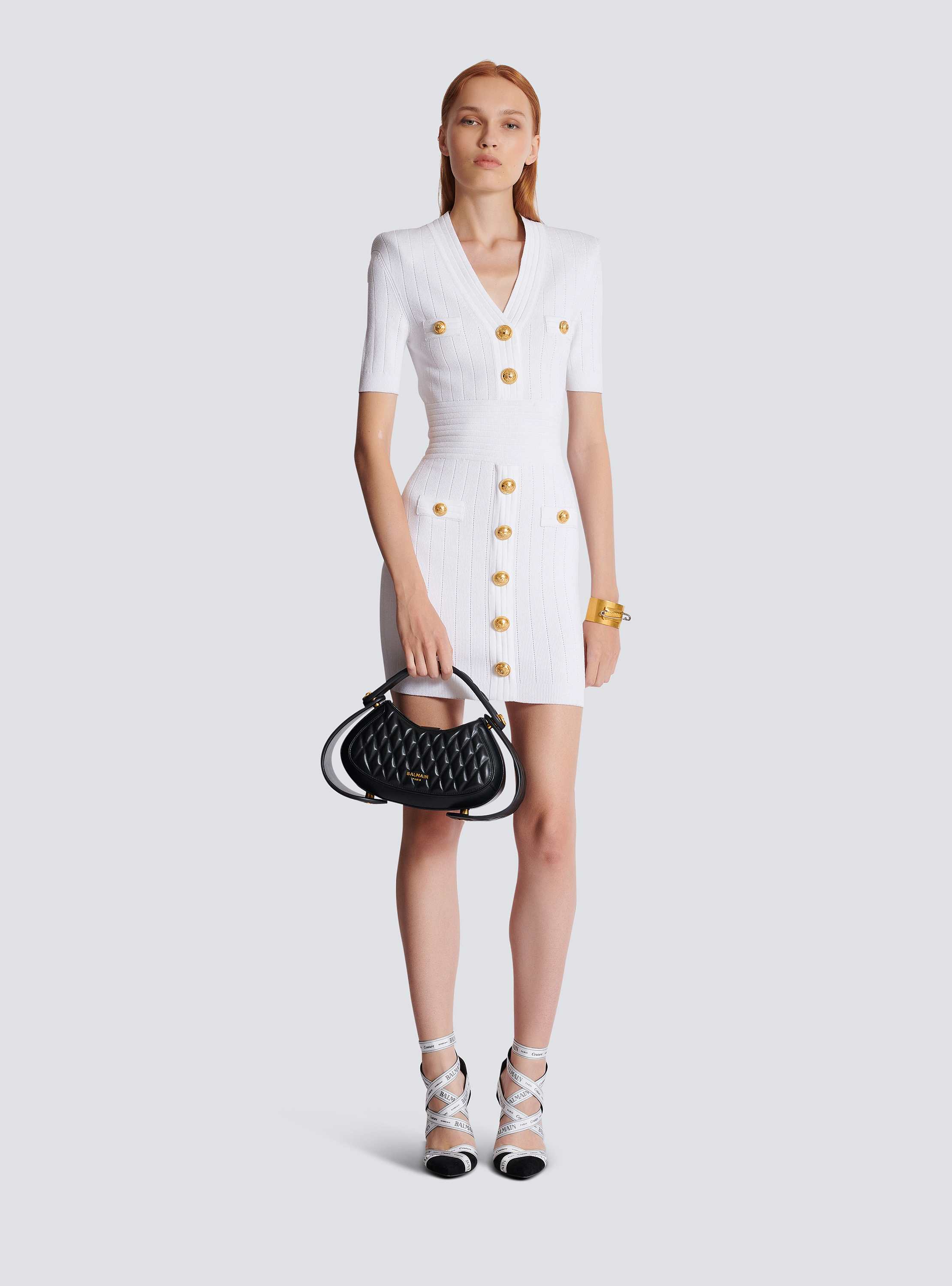 Balmain button-embellished Knitted Minidress | White | FARFETCH