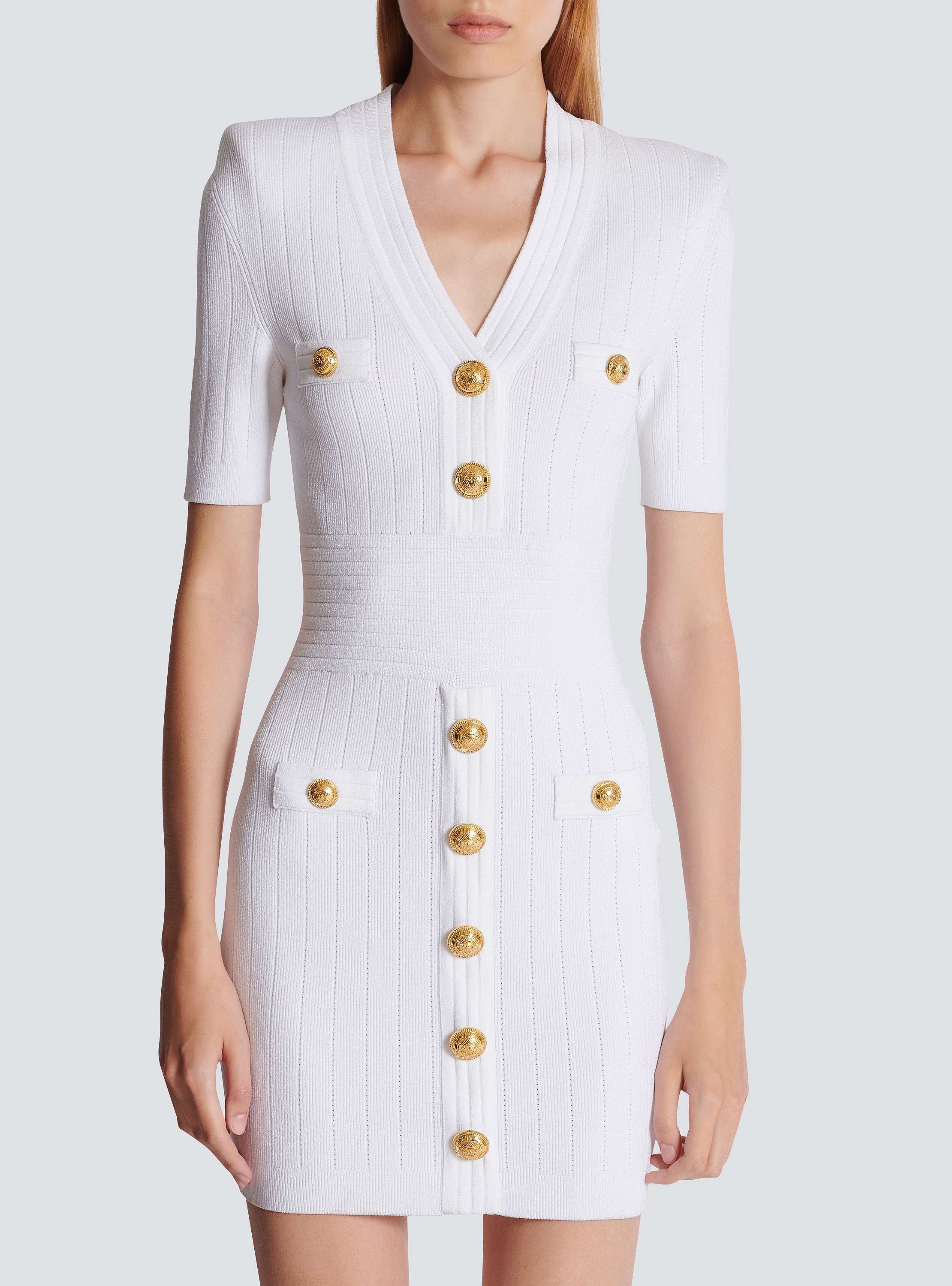 セール商品が満載 buttons with dress Knitted white BALMAIN | Women - ワンピース