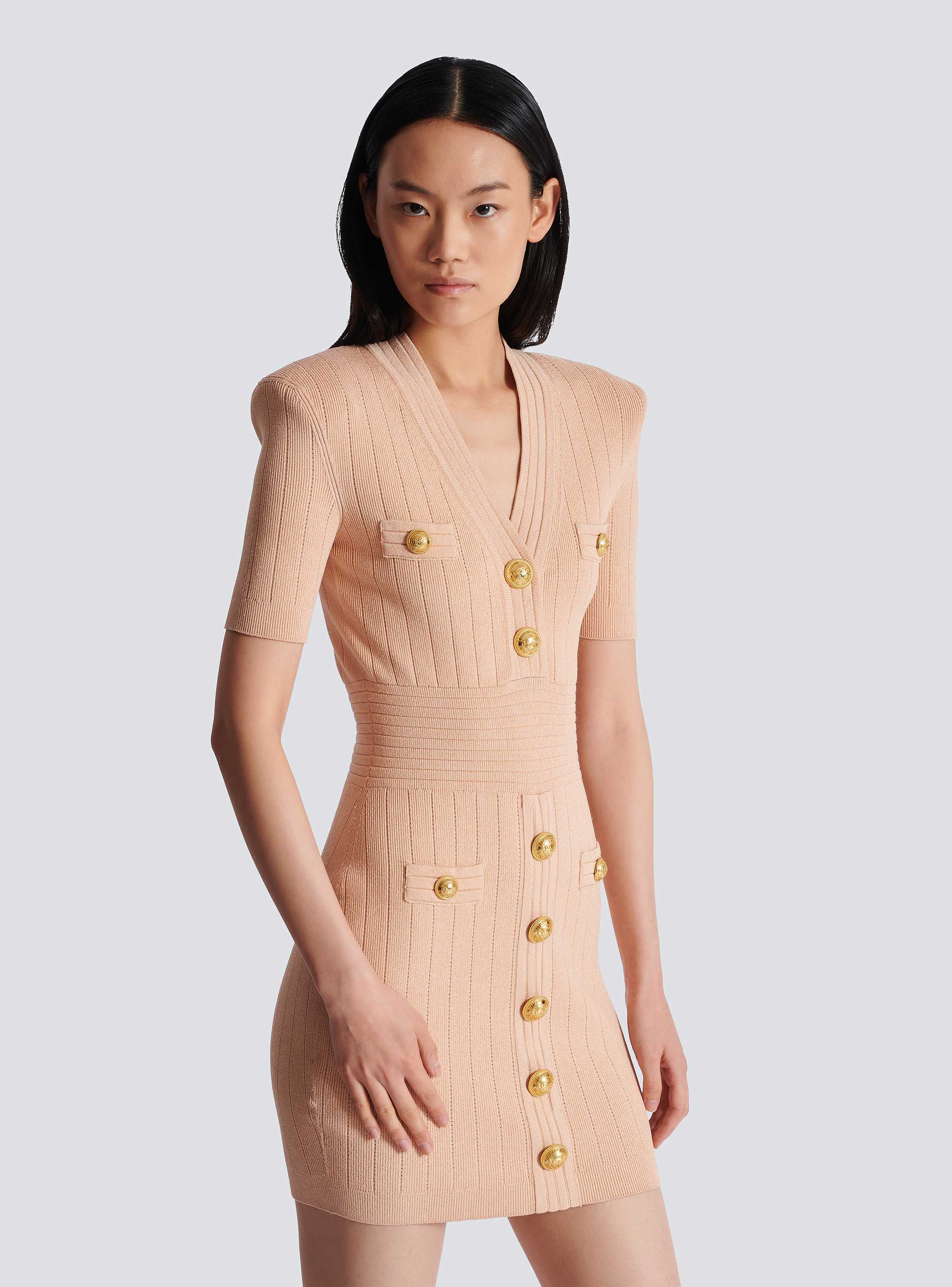 Knitted dress with buttons beige beige - Women | BALMAIN