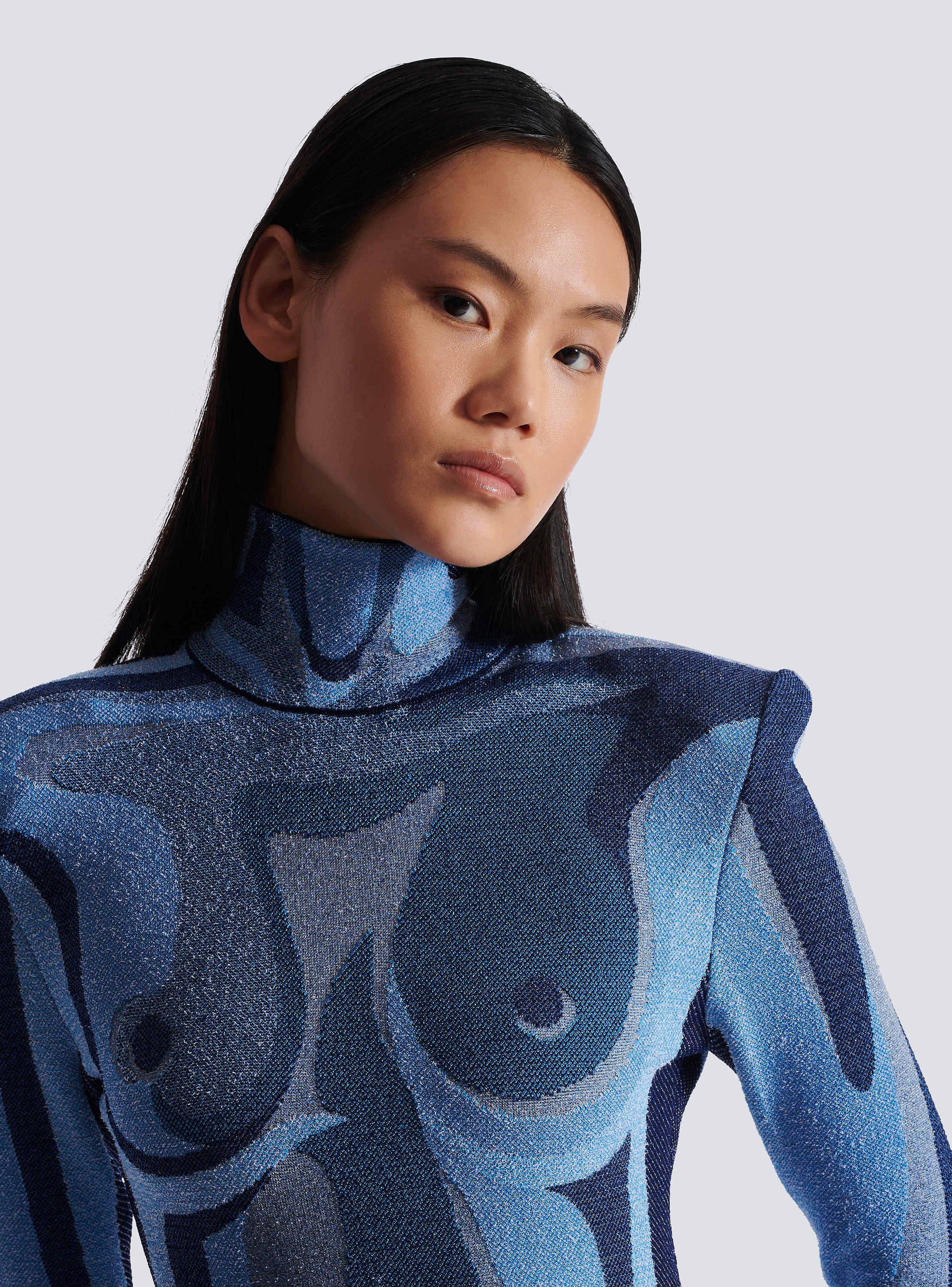 Jacquard knit dress with body motif