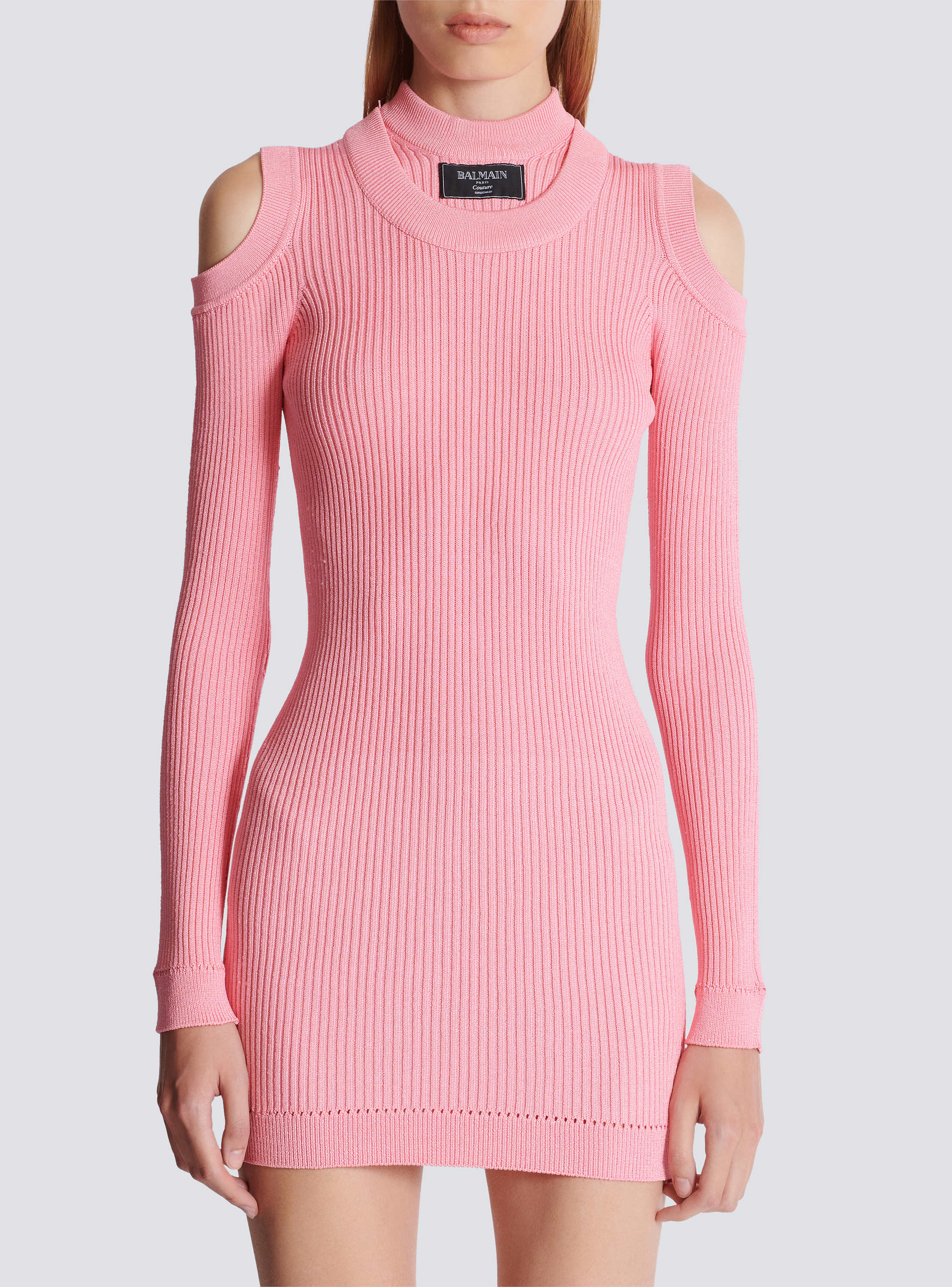 【関税＆送料込み】Balmain Vichy Knit Dress Balmain Vichy Short-Sleeve Knit Midi Dress | Neiman Marcus
