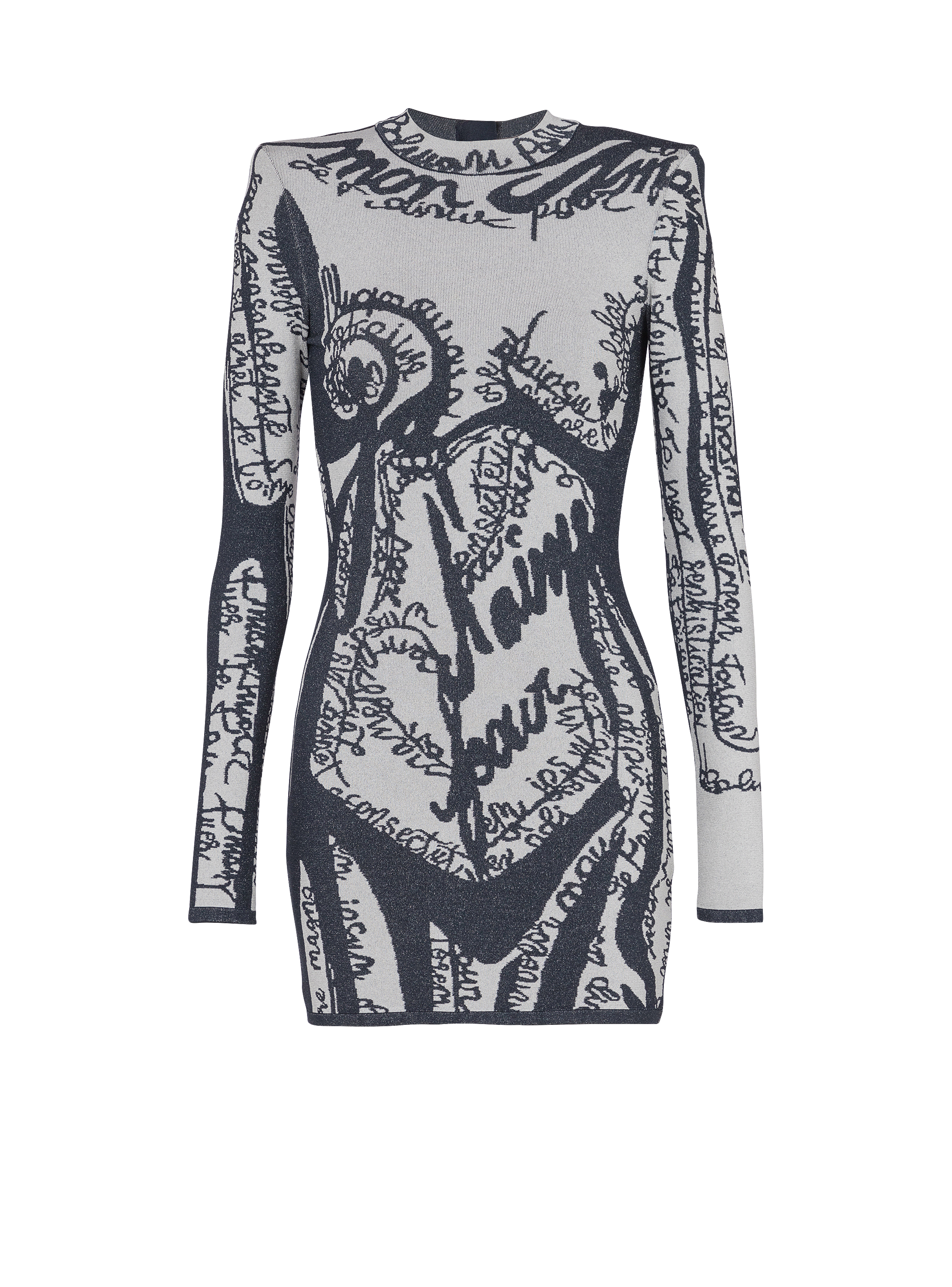 Kurzes besticktes Kleid mit Körpermotiv