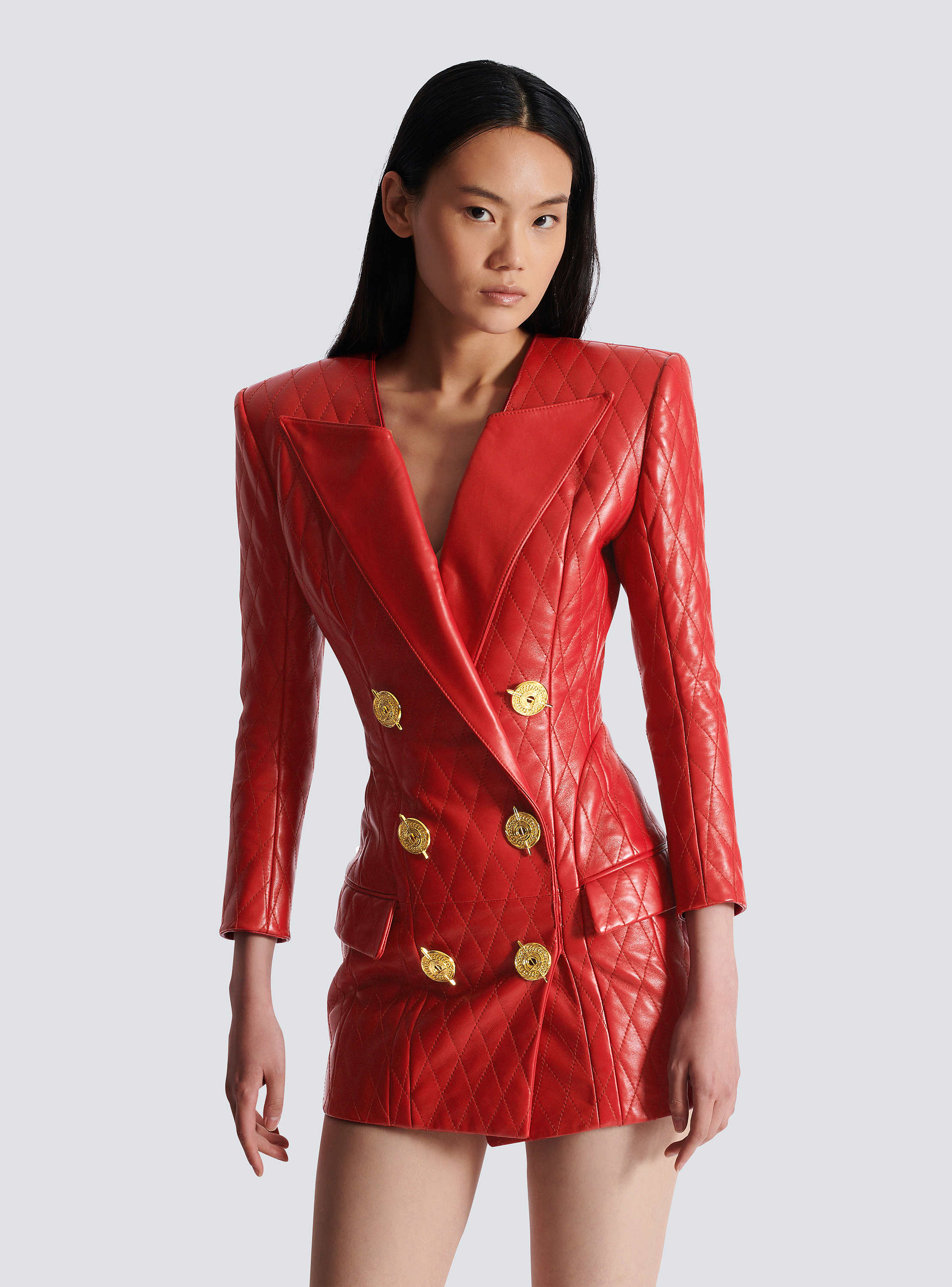 Short quilted leather dress - Women | BALMAIN