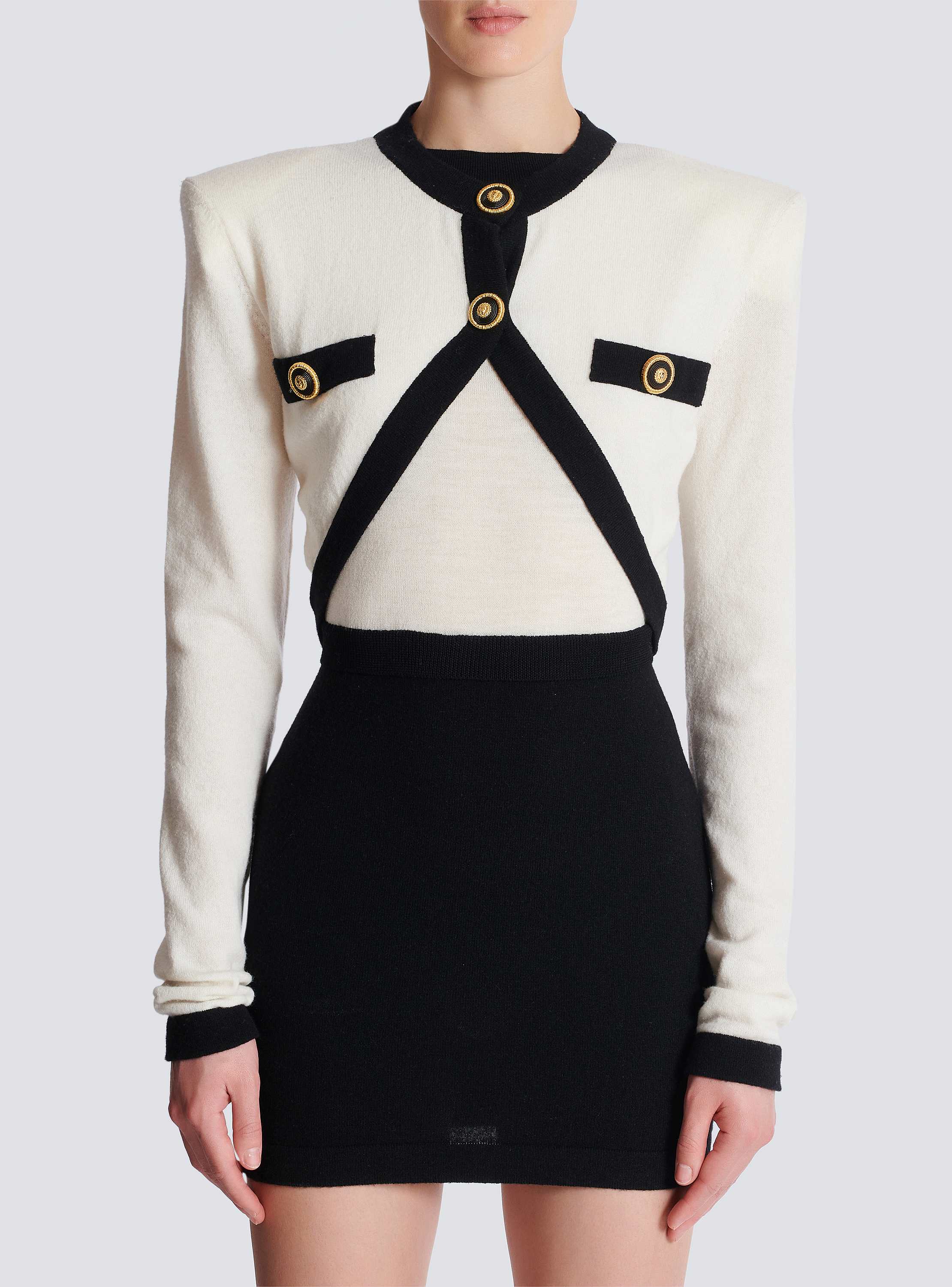 トロンプルイユ ベスト ツートーンニットドレス