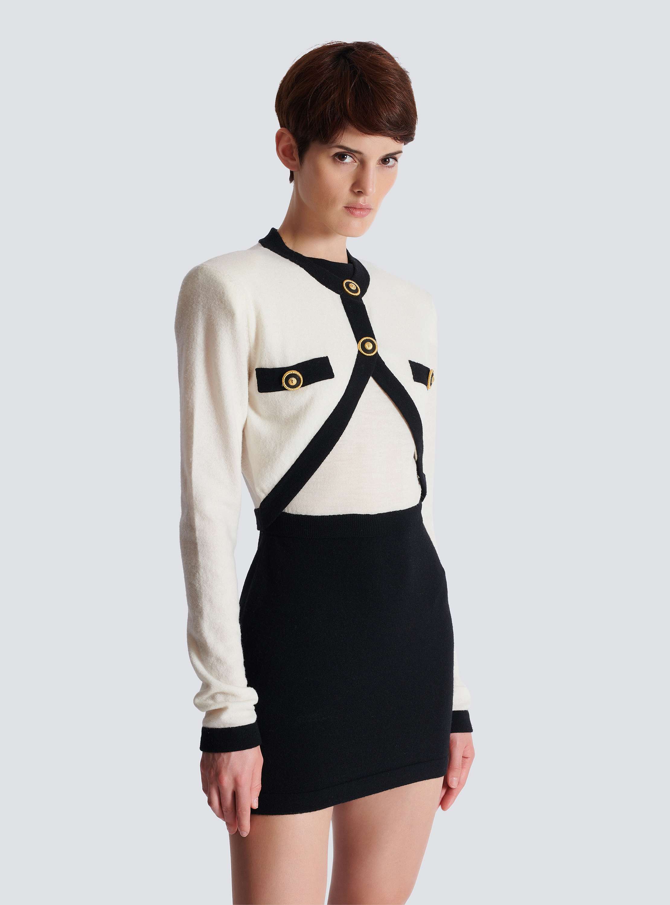 2-tone knit dress with faux waistcoat design beige - Women