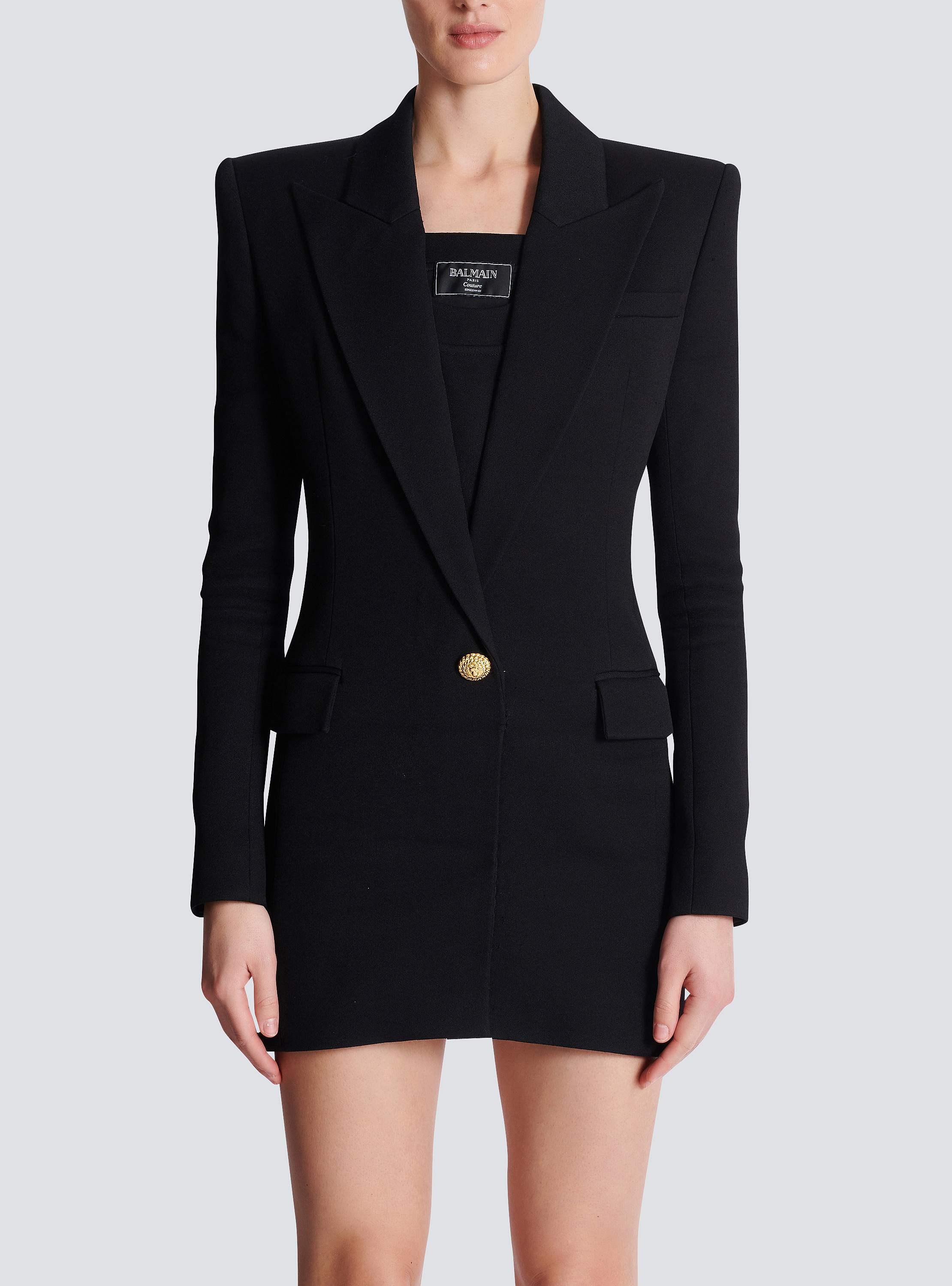 Tailored two pockets double-collar mini dress