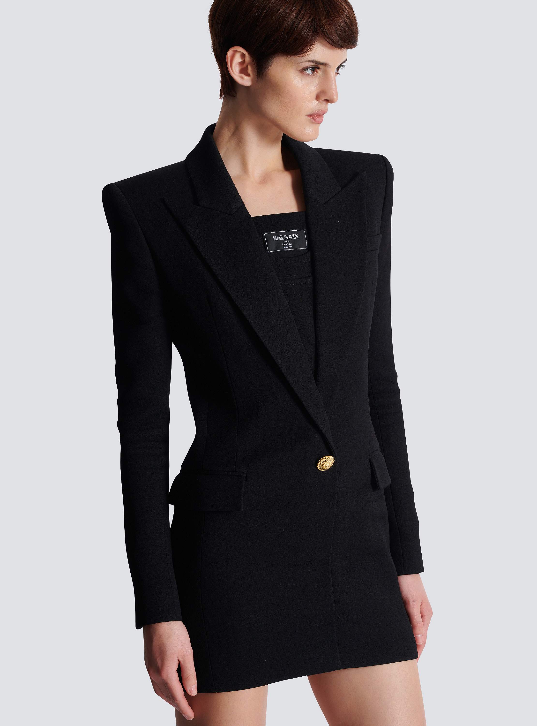 Tailored two pockets double-collar mini dress