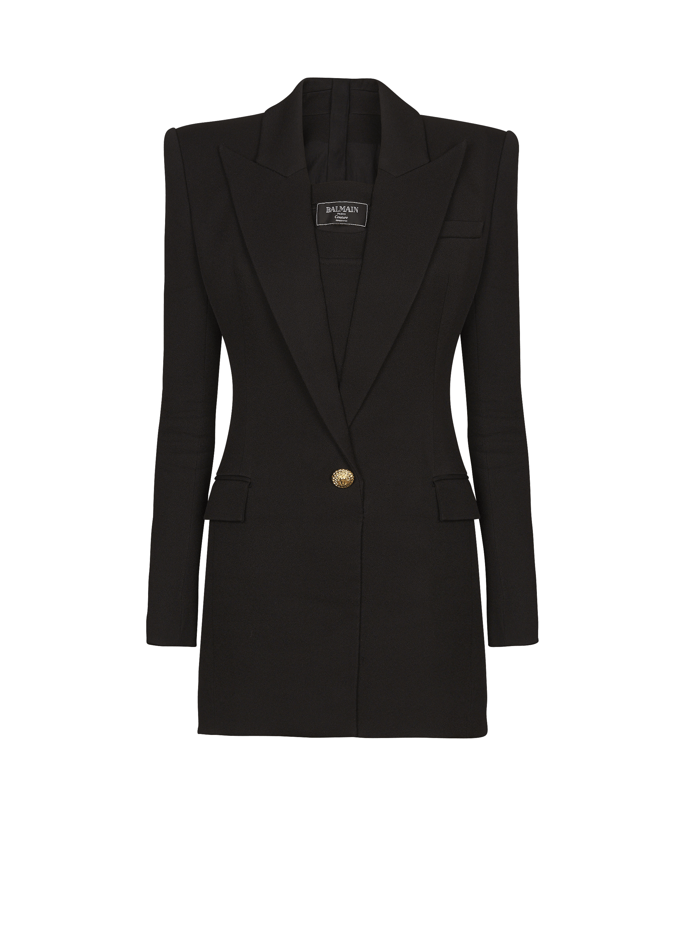 Tailored two pockets double-collar mini dress