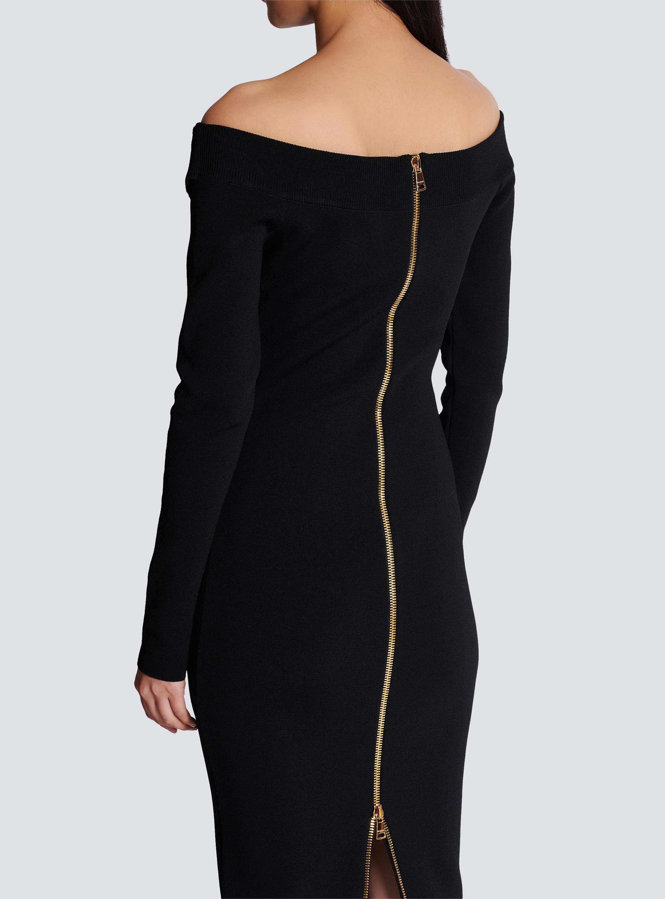 ワンピース BALMAIN DRESS (EF1R1315DF23 6FC) Jacquard knit dress with body motif blue blue - Women | BALMAIN