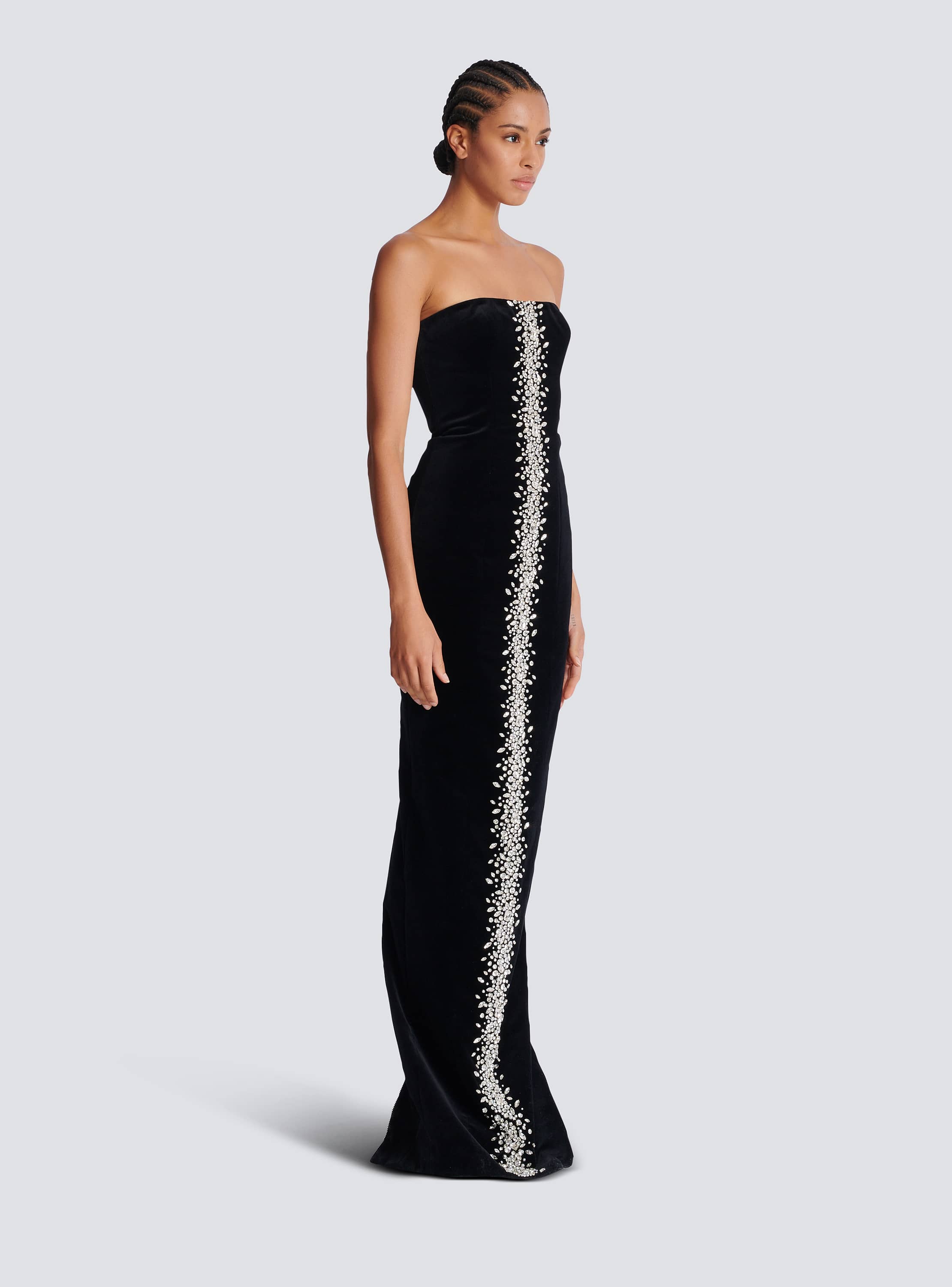 ワンピース BALMAIN FW24 VELVET DRESS (DF0R7086KH64 0PA) Short velvet dress with buttons - Women | BALMAIN