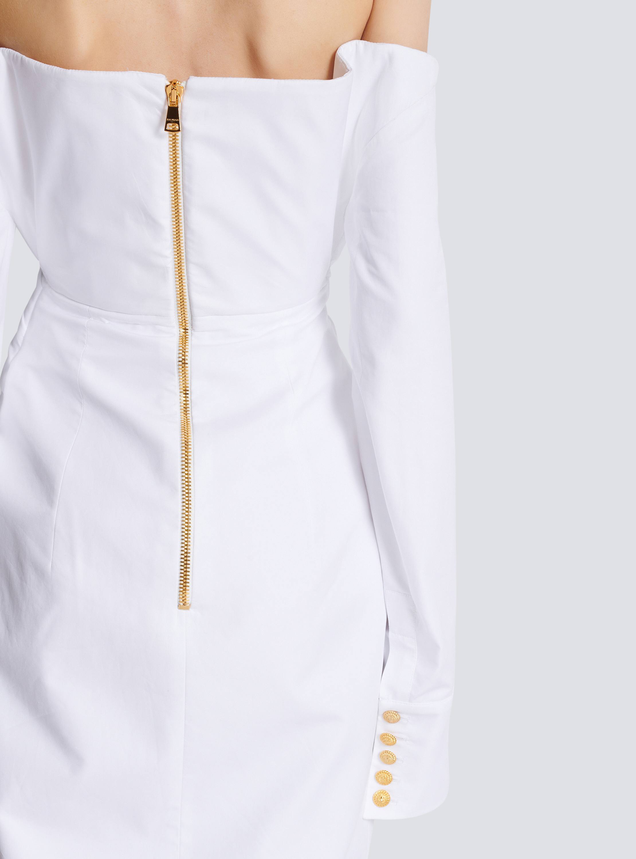 Long-sleeved poplin bustier dress white - Women | BALMAIN