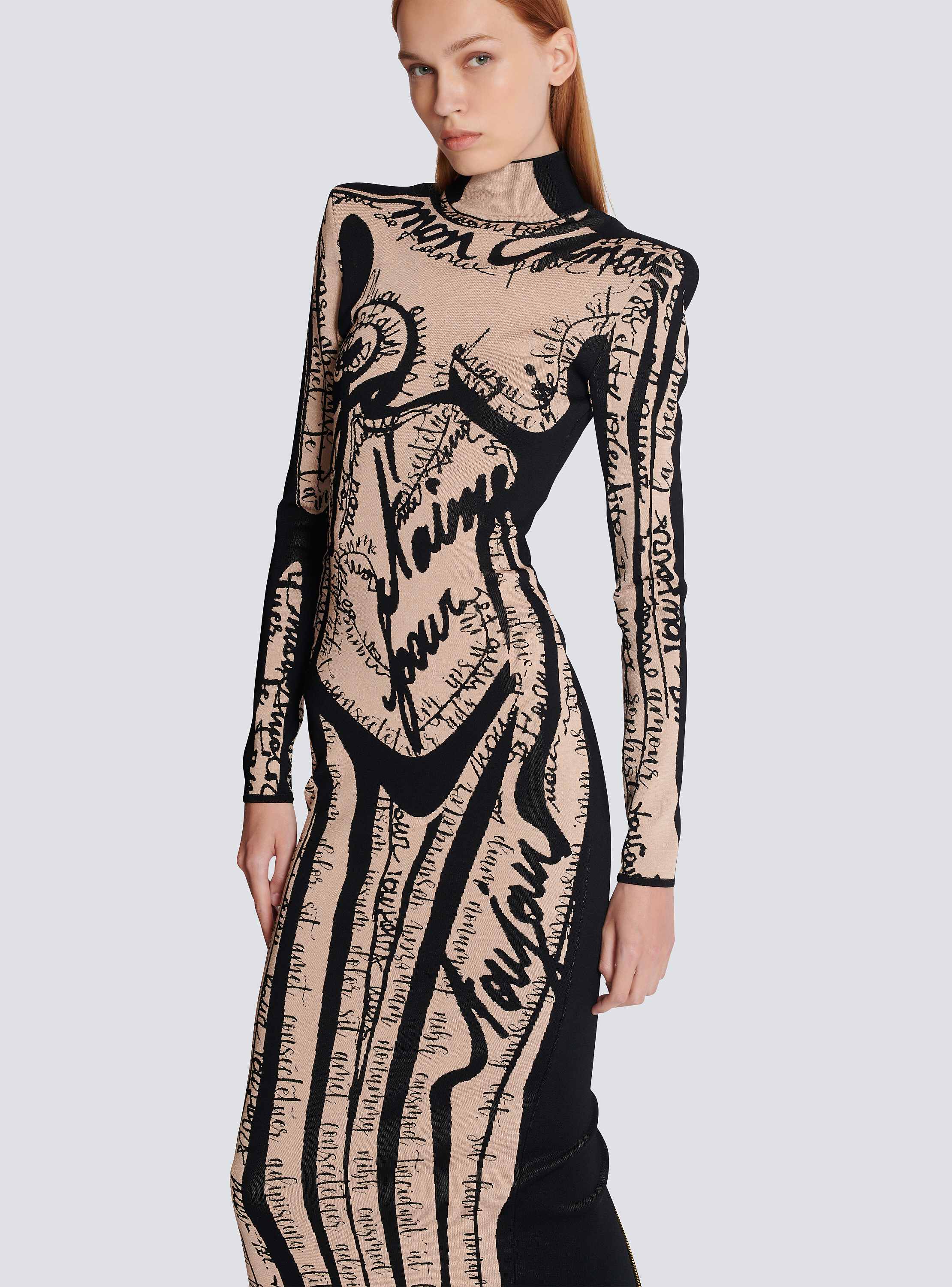 豪華で新しい Long BALMAIN | Women - beige motif body with dress knit トップス