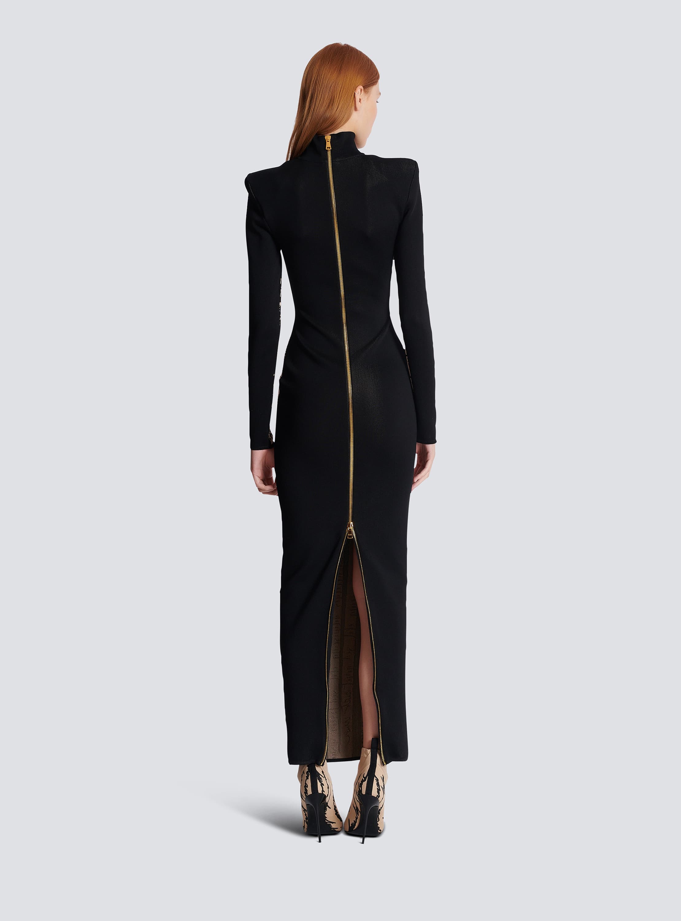 お歳暮 2024 knit Long dress BALMAIN | Women - beige motif body with ワンピース