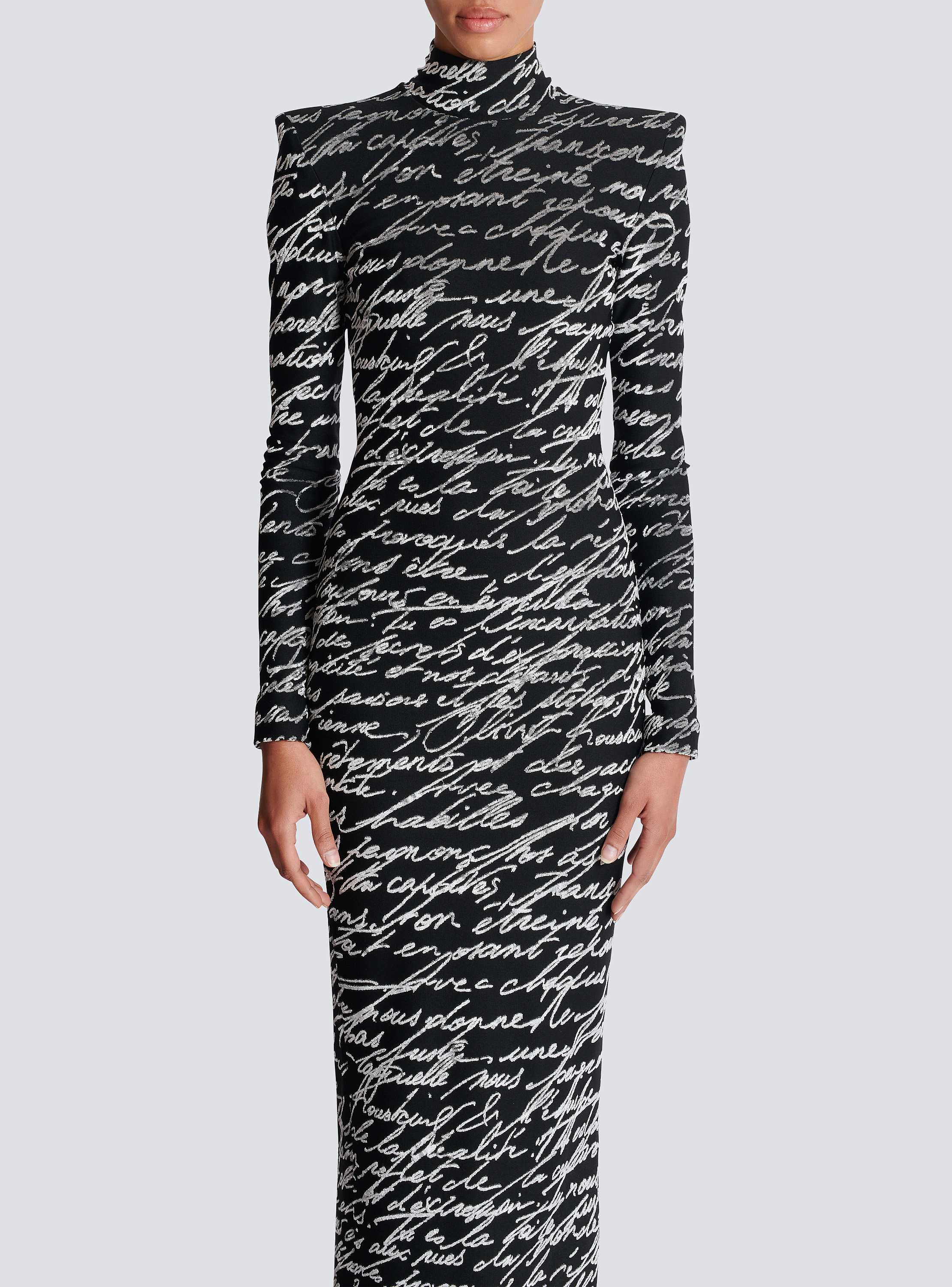 【送料&関税込】Balmain Knitted Dress With Monogram Short bicolor jacquard knit dress with Balmain monogram