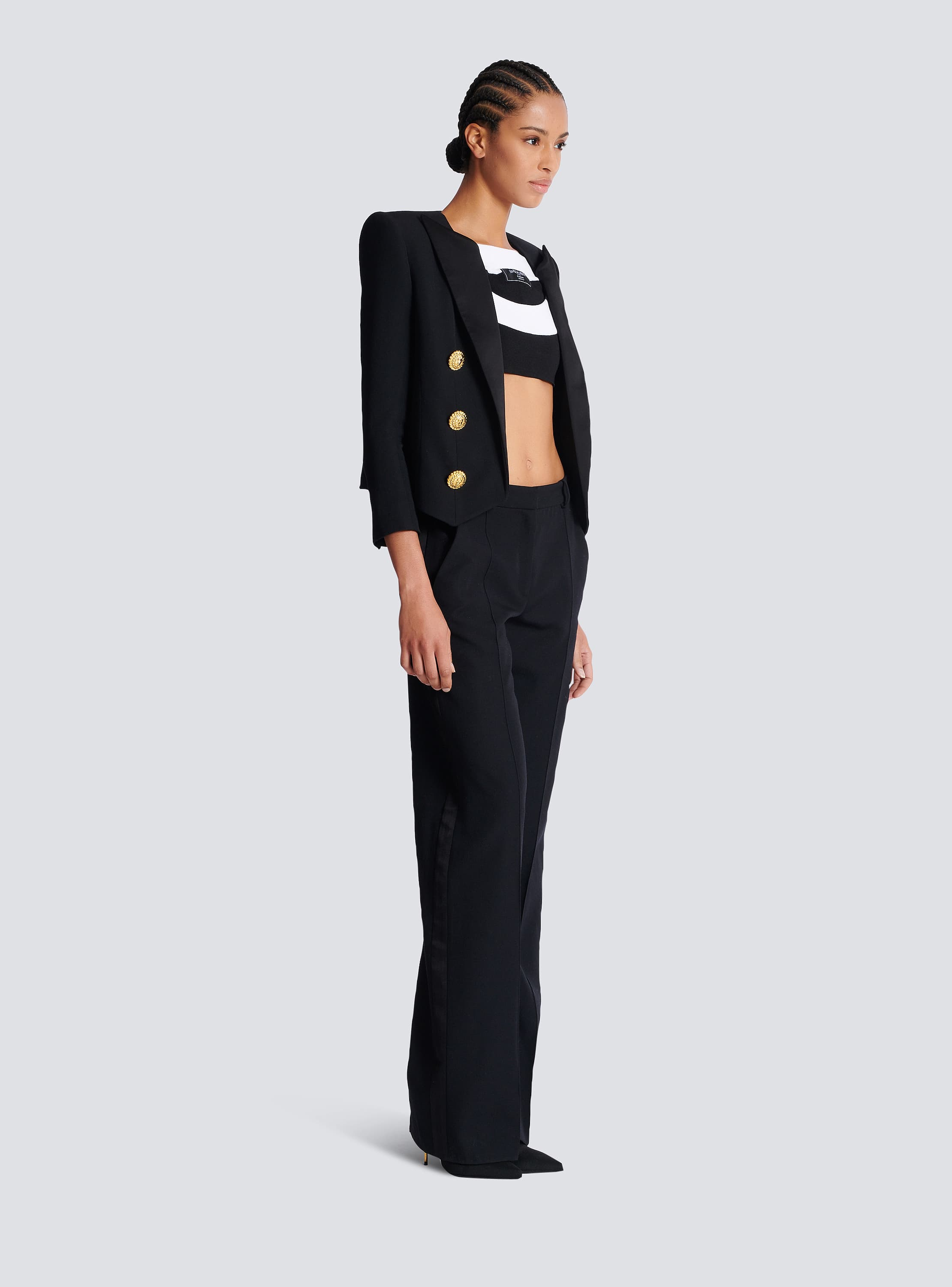 BALMAIN 羊革ステッチデザインジャケット ブラック サイズ11