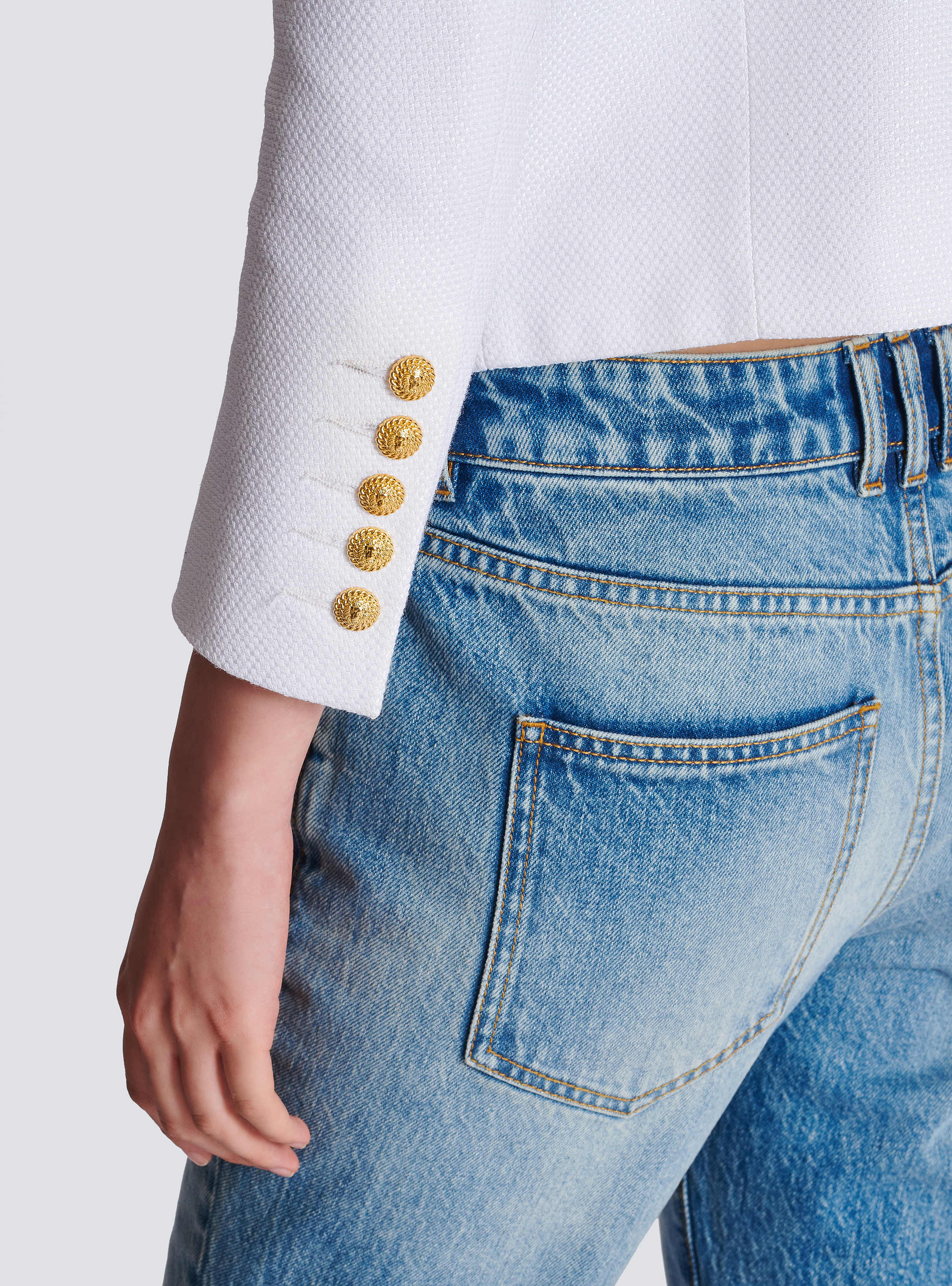 Cropped jacket with 6 buttons white white - Women | BALMAIN