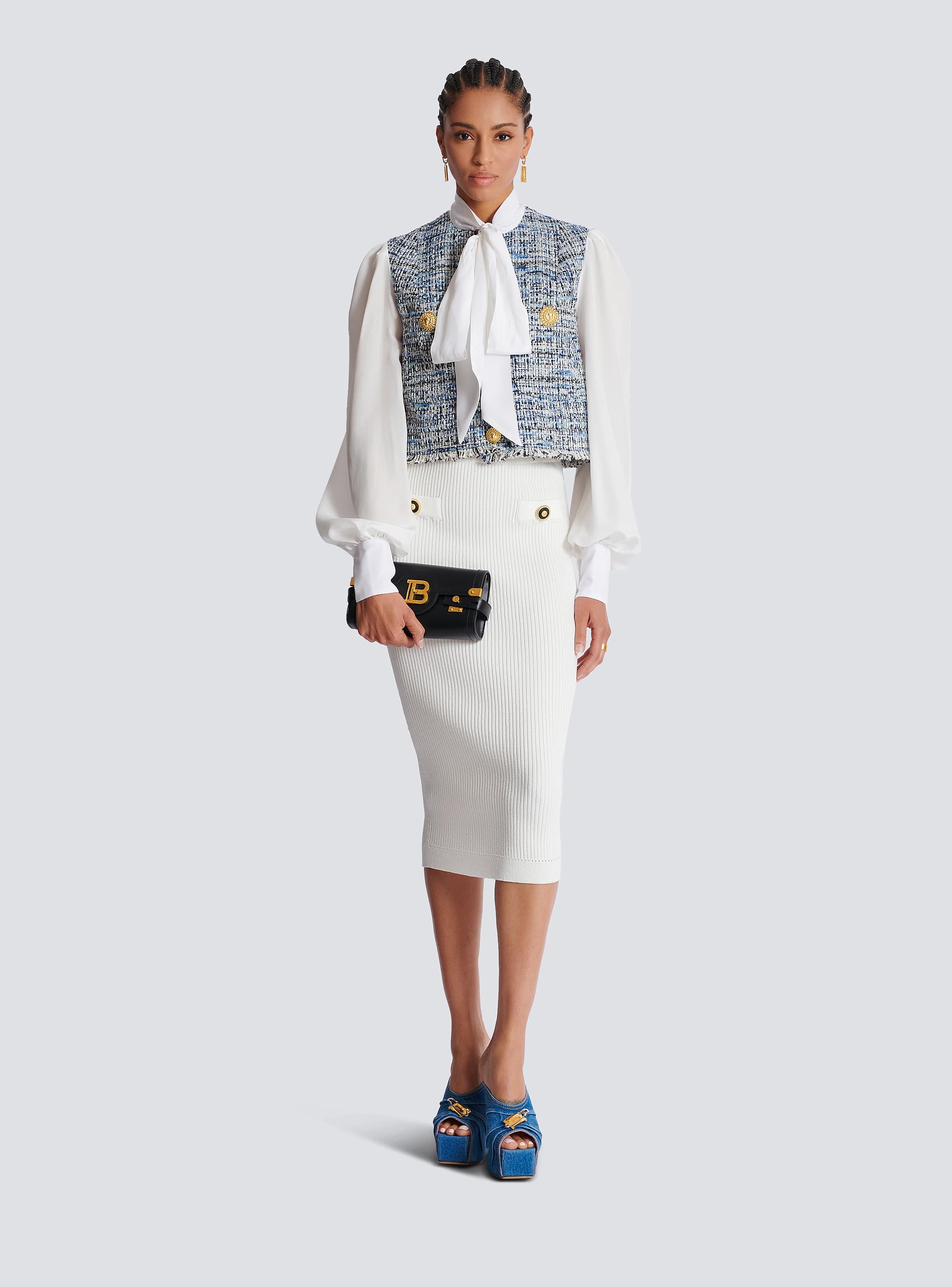 Tweed cropped jacket with pockets