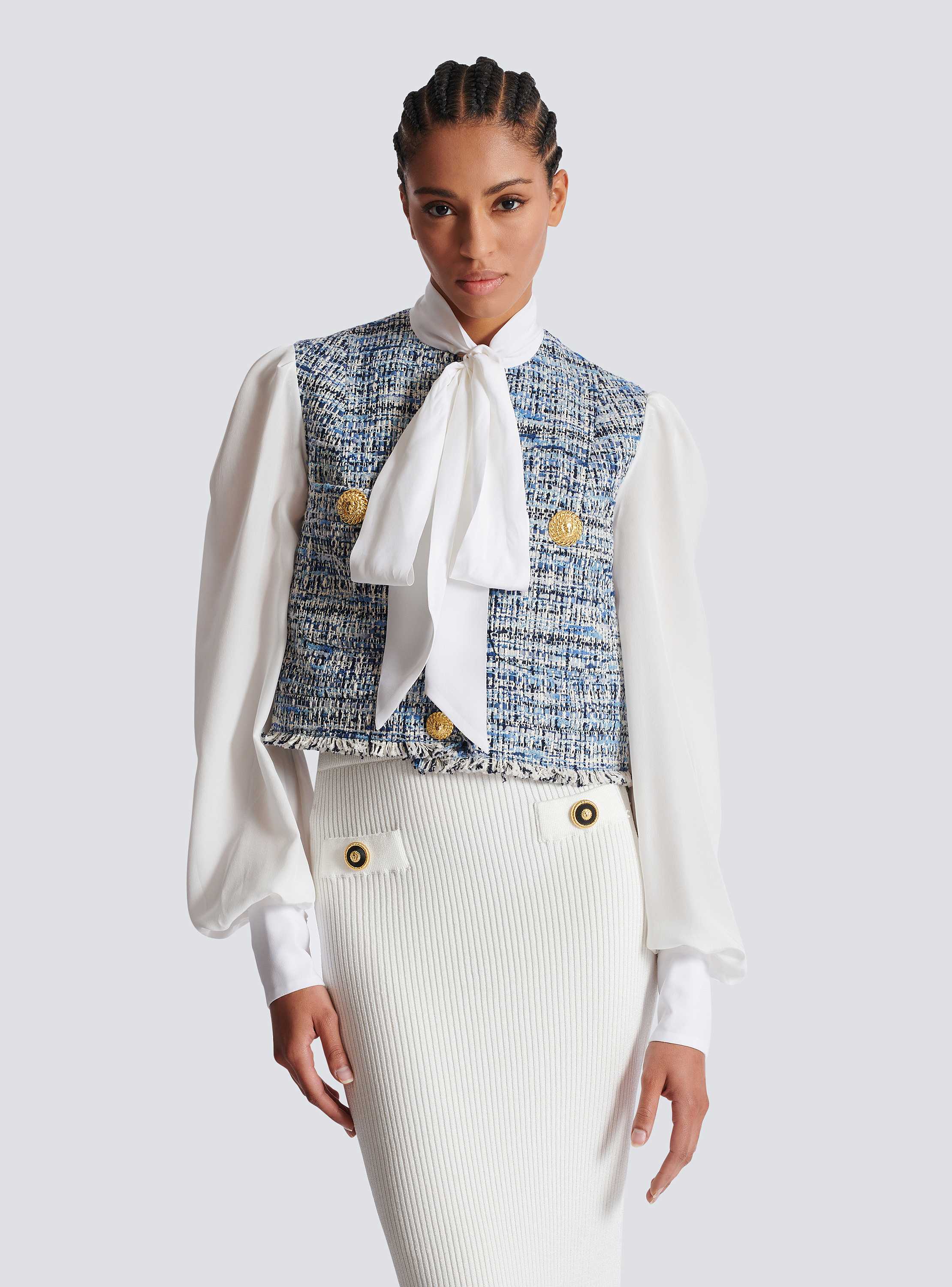 Tweed cropped jacket with pockets