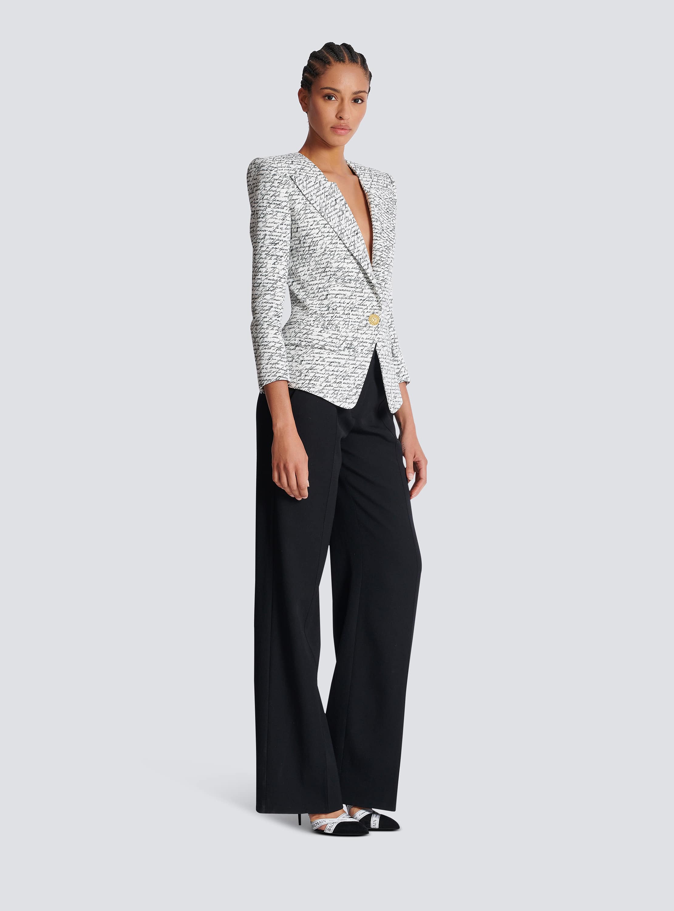 【関税＆送料込み】Balmain 'Spencer' Black And White Jacket Balmain rhinestone-embellished Spencer Jacket | Black | FARFETCH