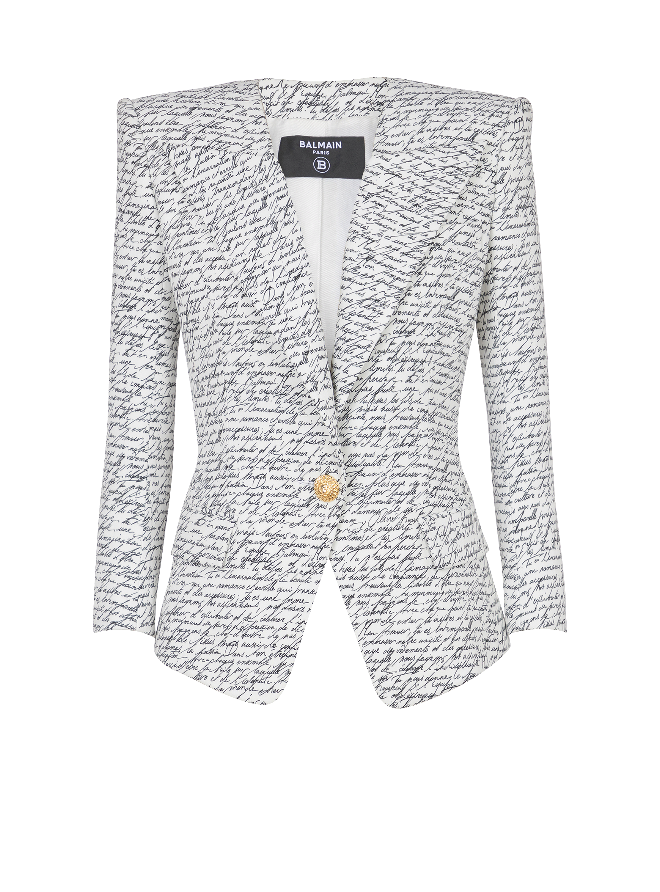 1-button jacket with "Love Letter" print
