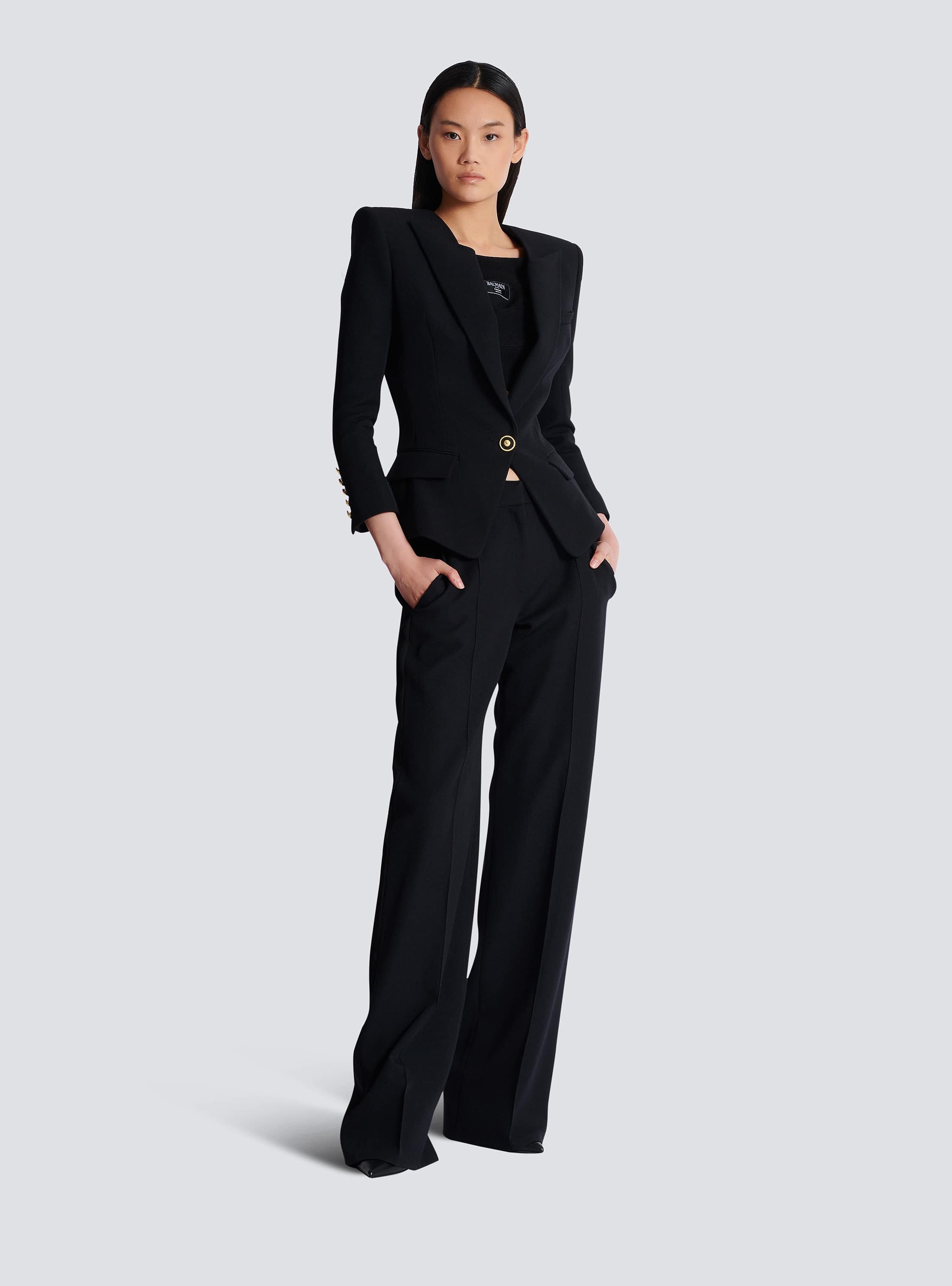 【送料&関税込】Balmain Grain De Poudre Vest Grain de poudre basque bustier dress - Women | BALMAIN