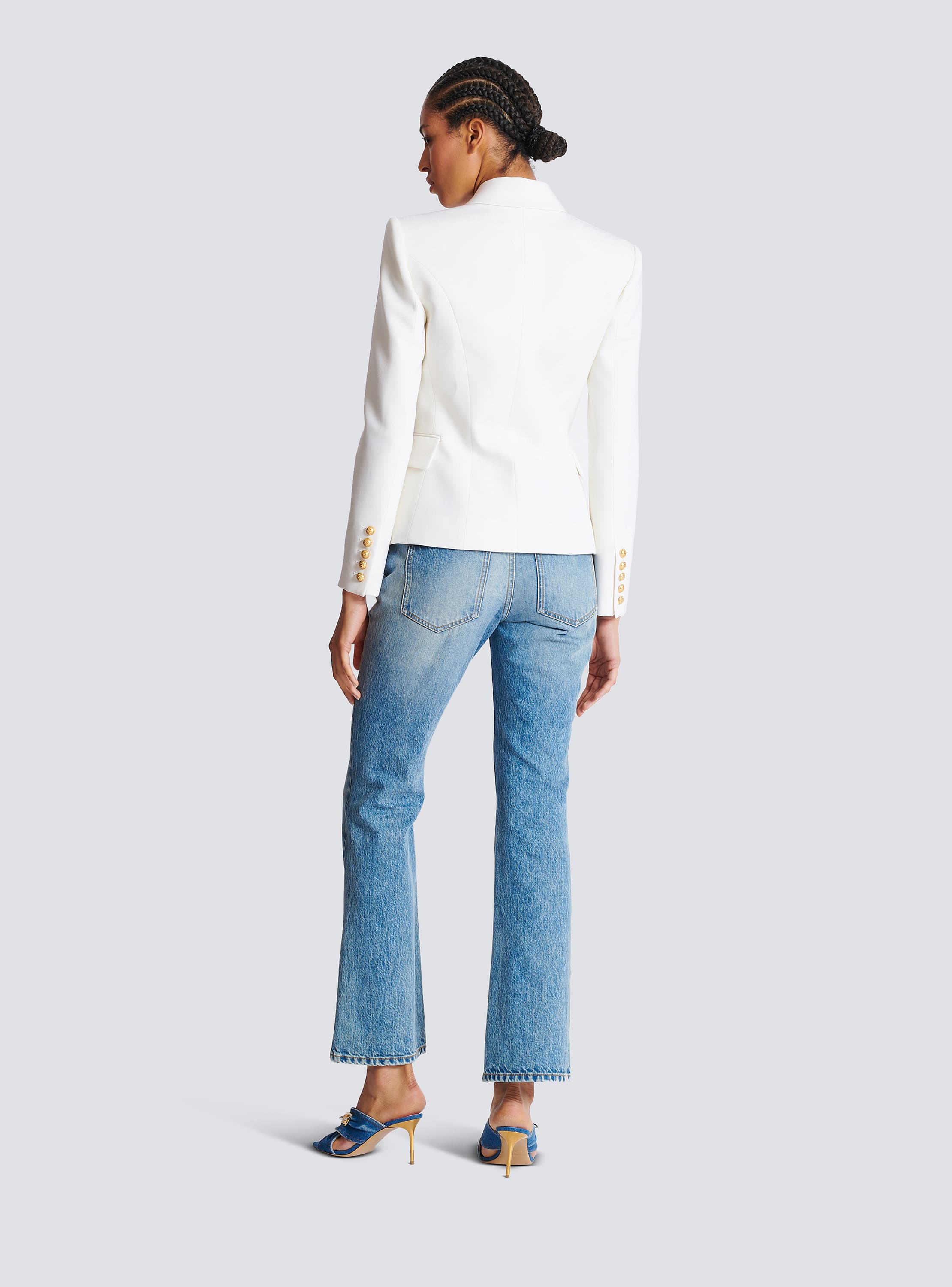 Grain de poudre 6-button jacket white - Women | BALMAIN Grain de poudre 6-button jacket white - Women | BALMAIN