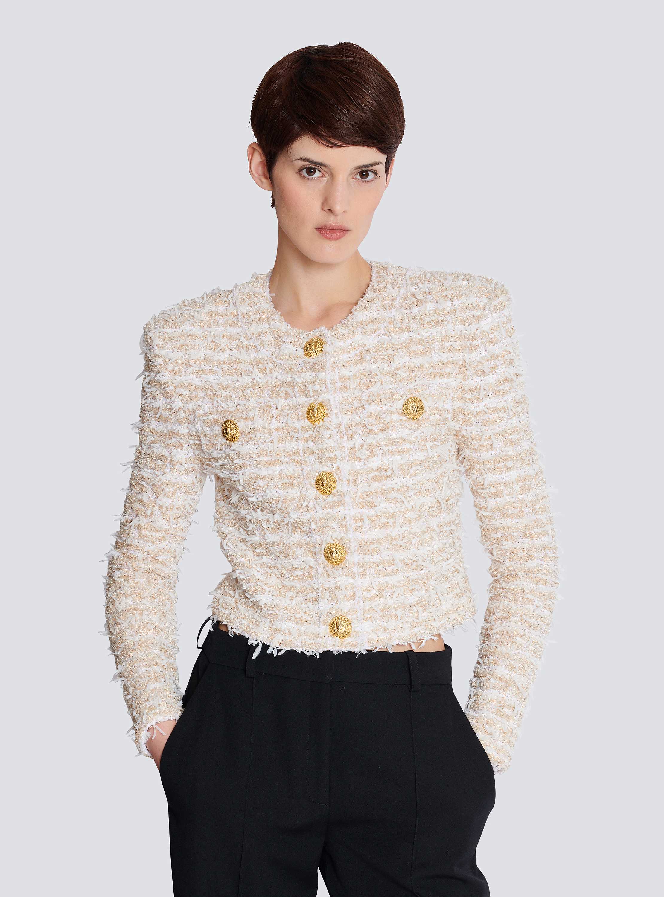 Cropped tweed jacket gold - Women | BALMAIN