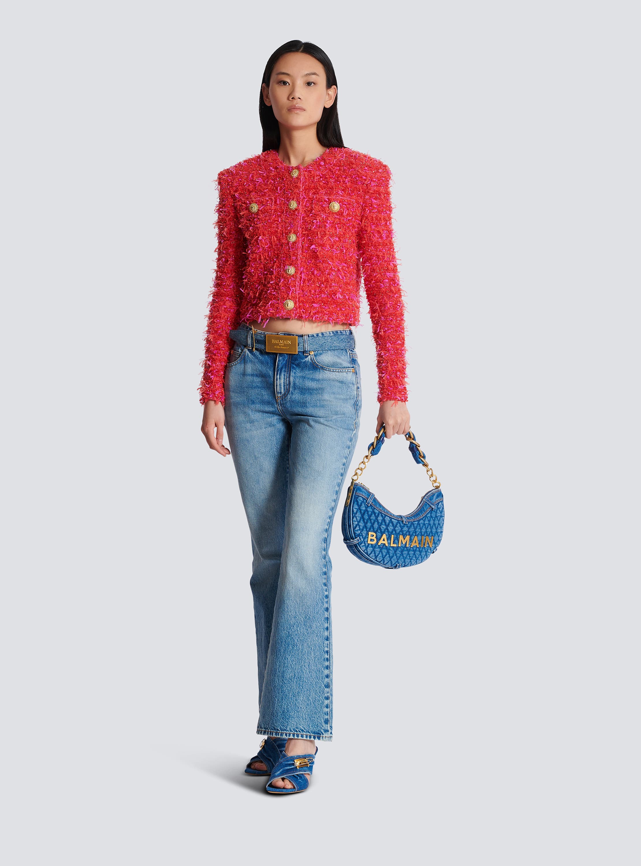 Tweed jacket with metallic effect