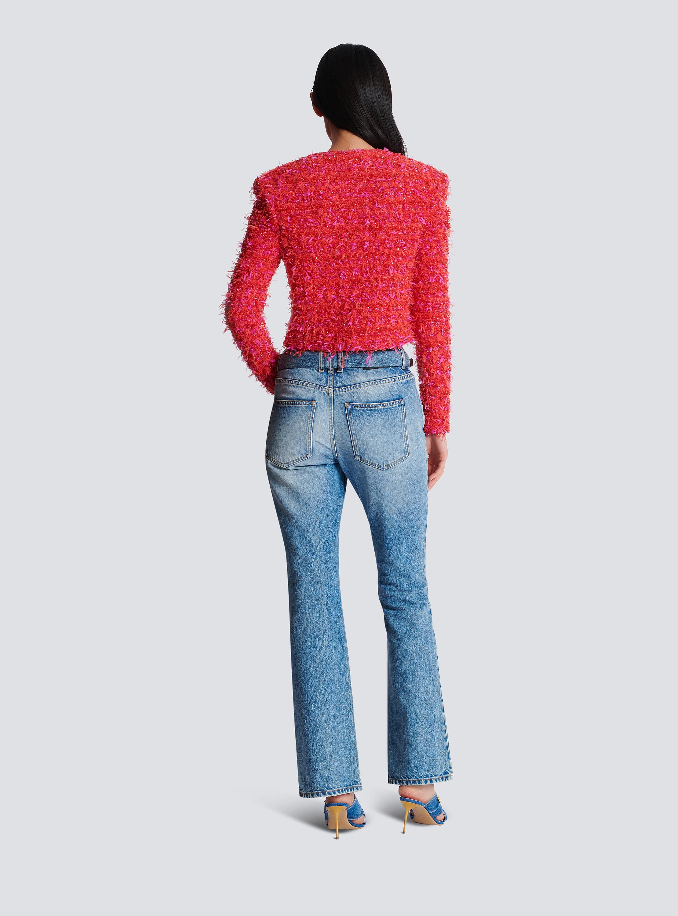 Cropped tweed jacket red - Women | BALMAIN