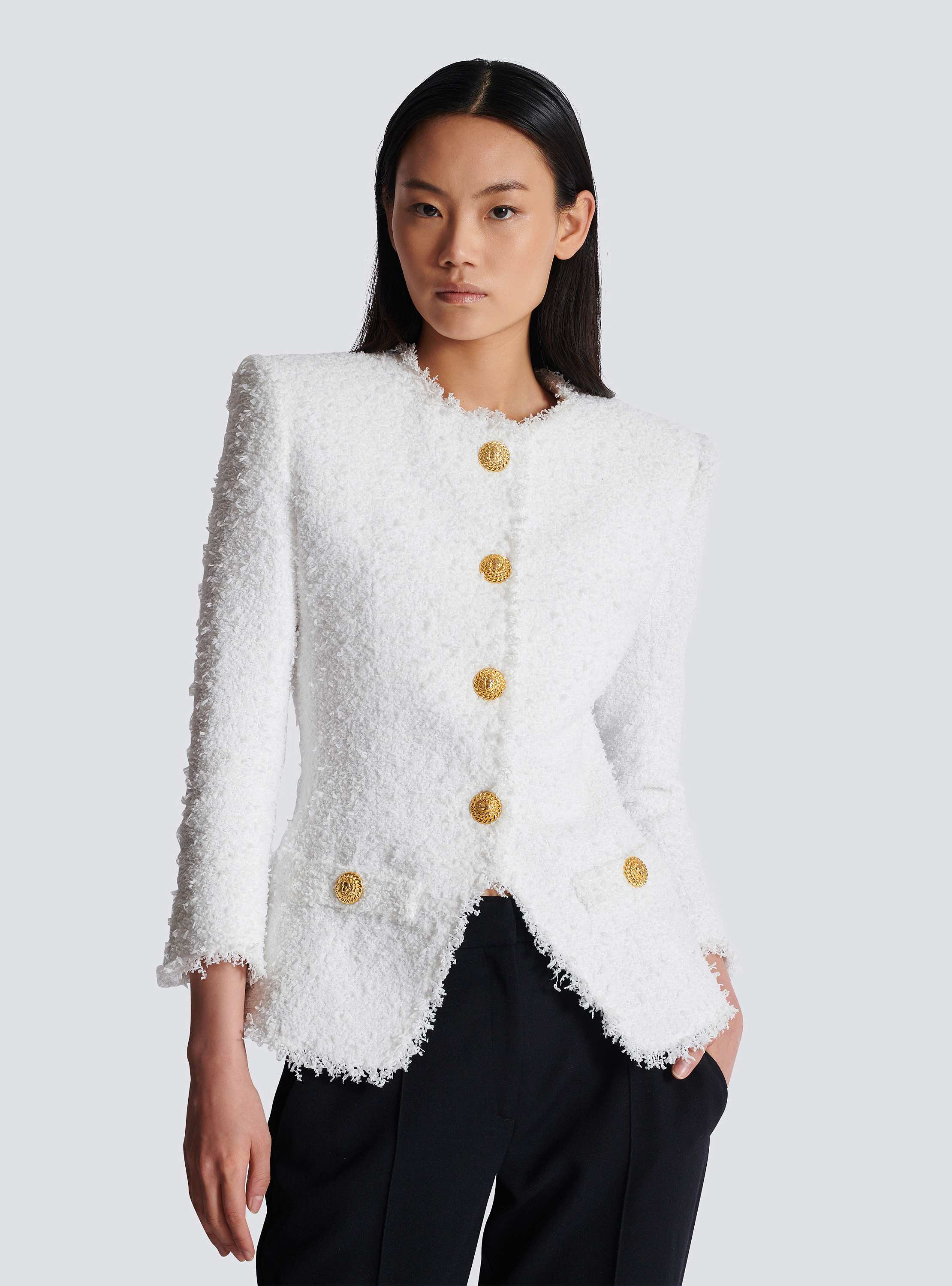 ジャケット Balmain White Viscose Blend Blazer Balmain White Viscose Blend Blazer: Elegant Style – LOZURI®