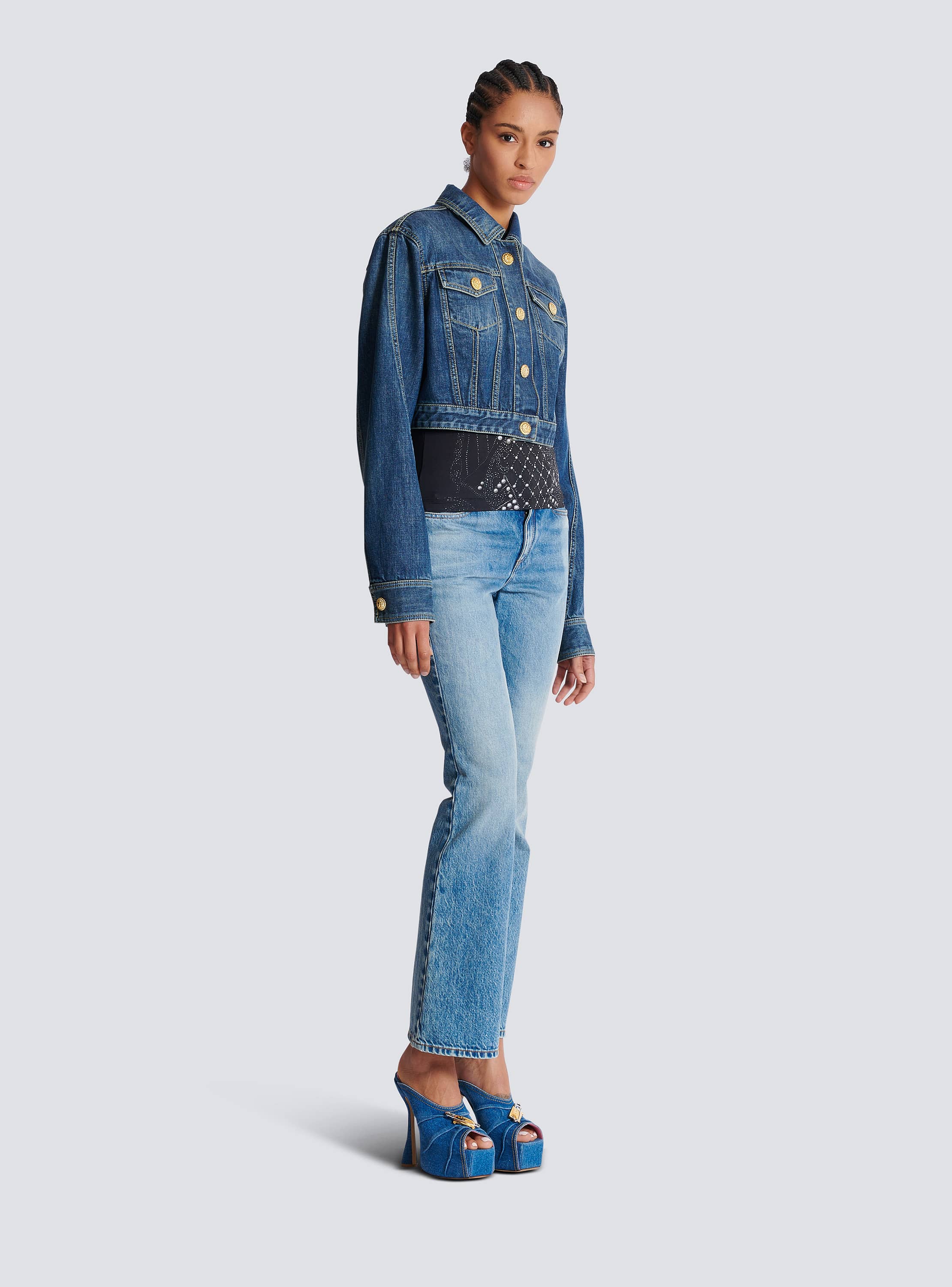 満点の ショートジャケット デニム - BALMAIN | Women ジャケット・アウター