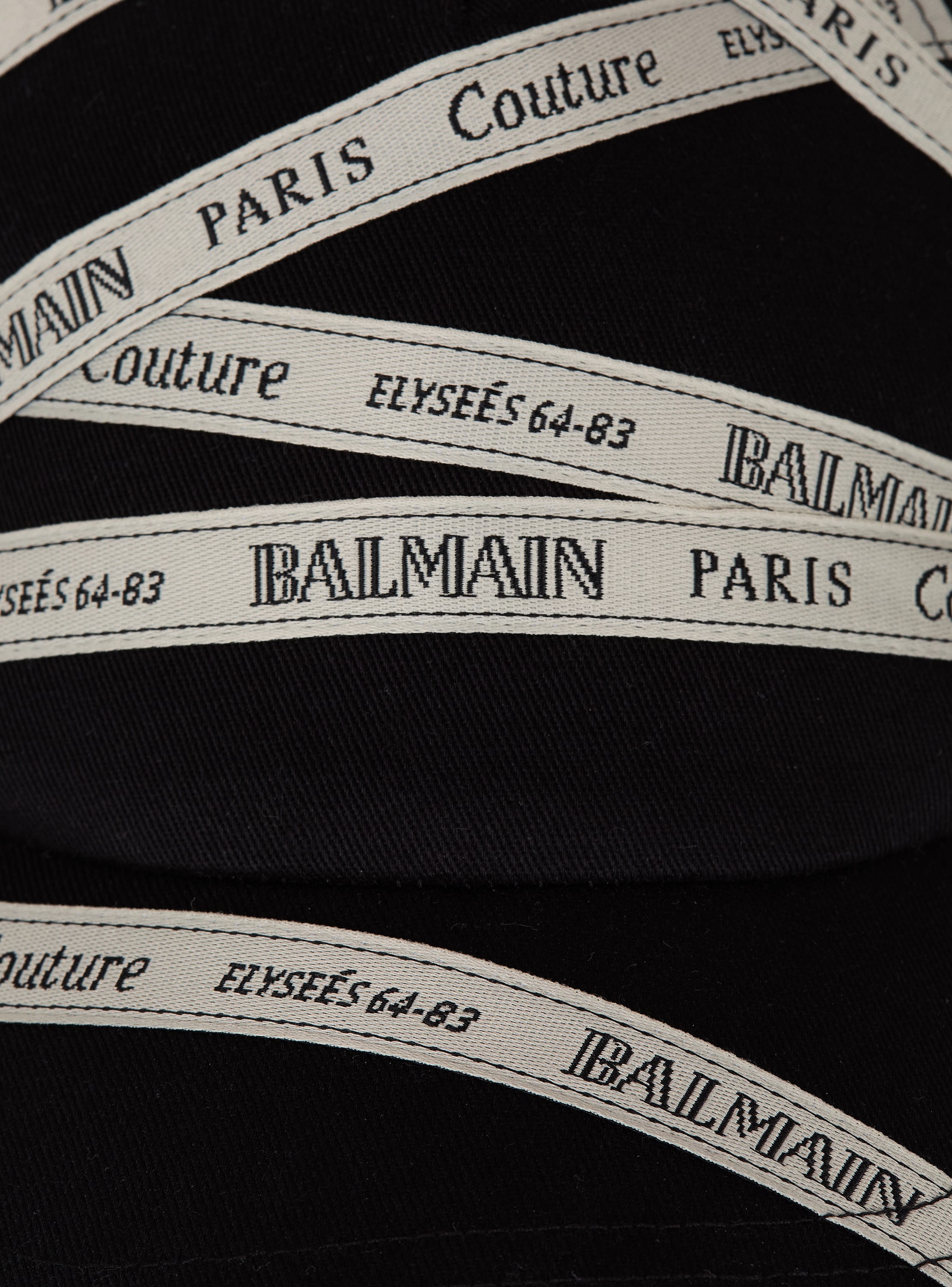 Cotton cap with Balmain ribbon motif